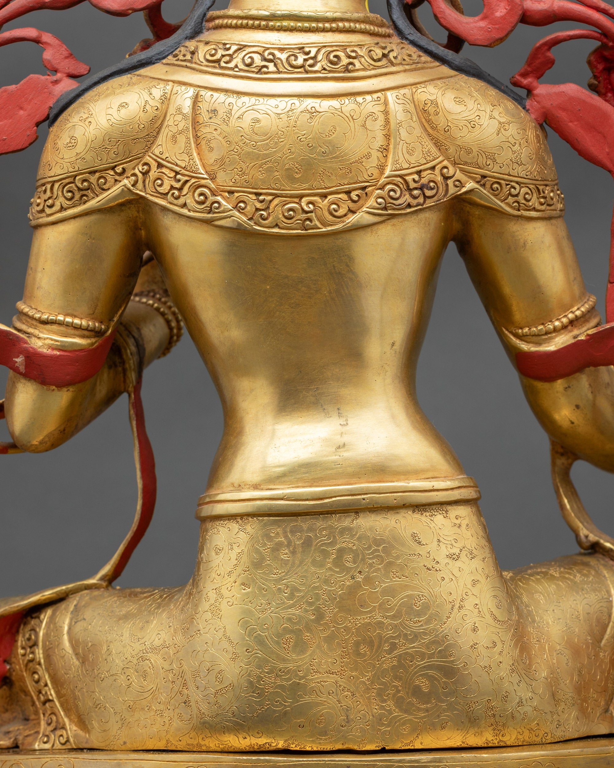 24K Gold Hand-Carved Green Tara Statue for Spiritual Space