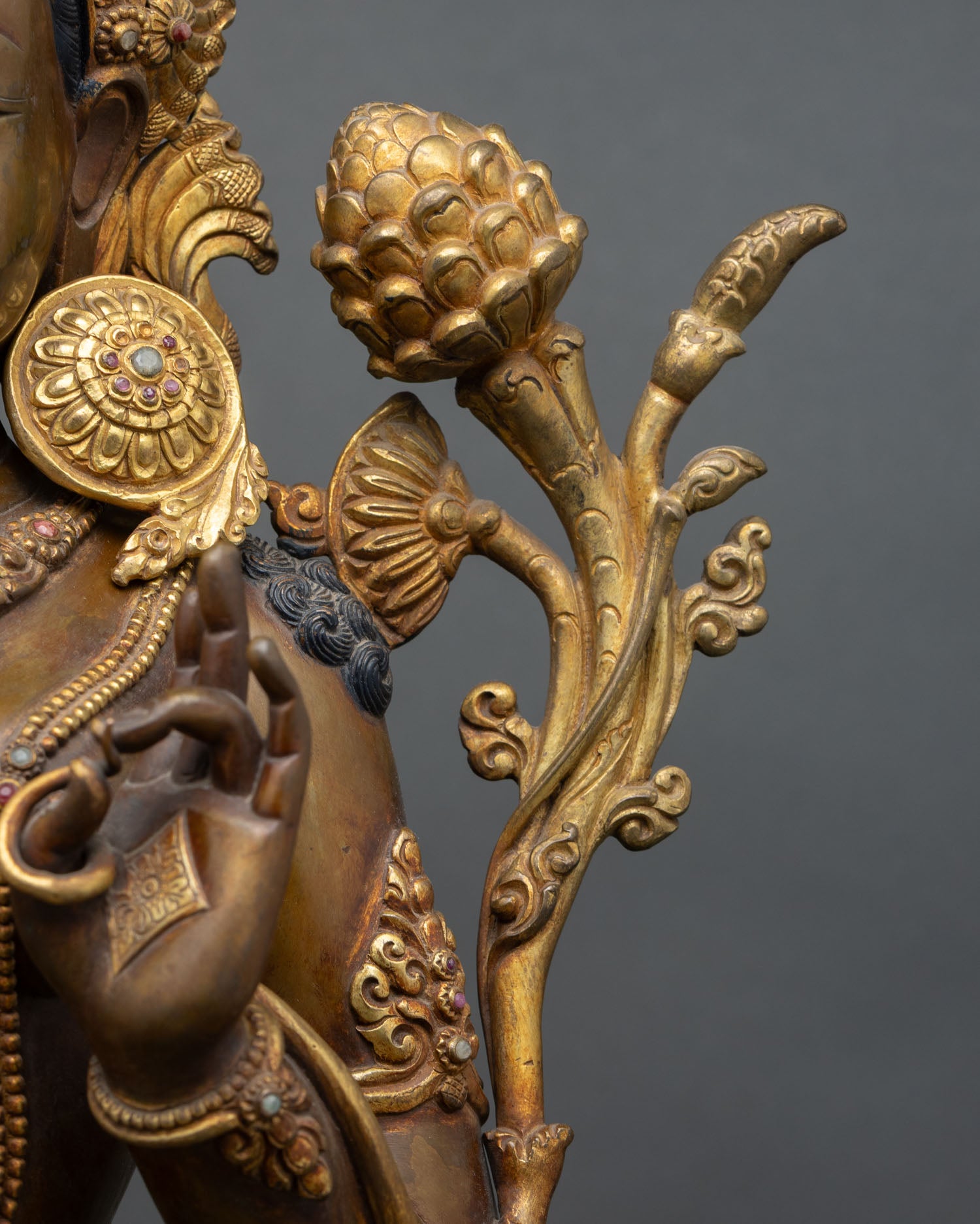 Green Tara Statue for Sale – Copper & Gold Buddhist Artwork