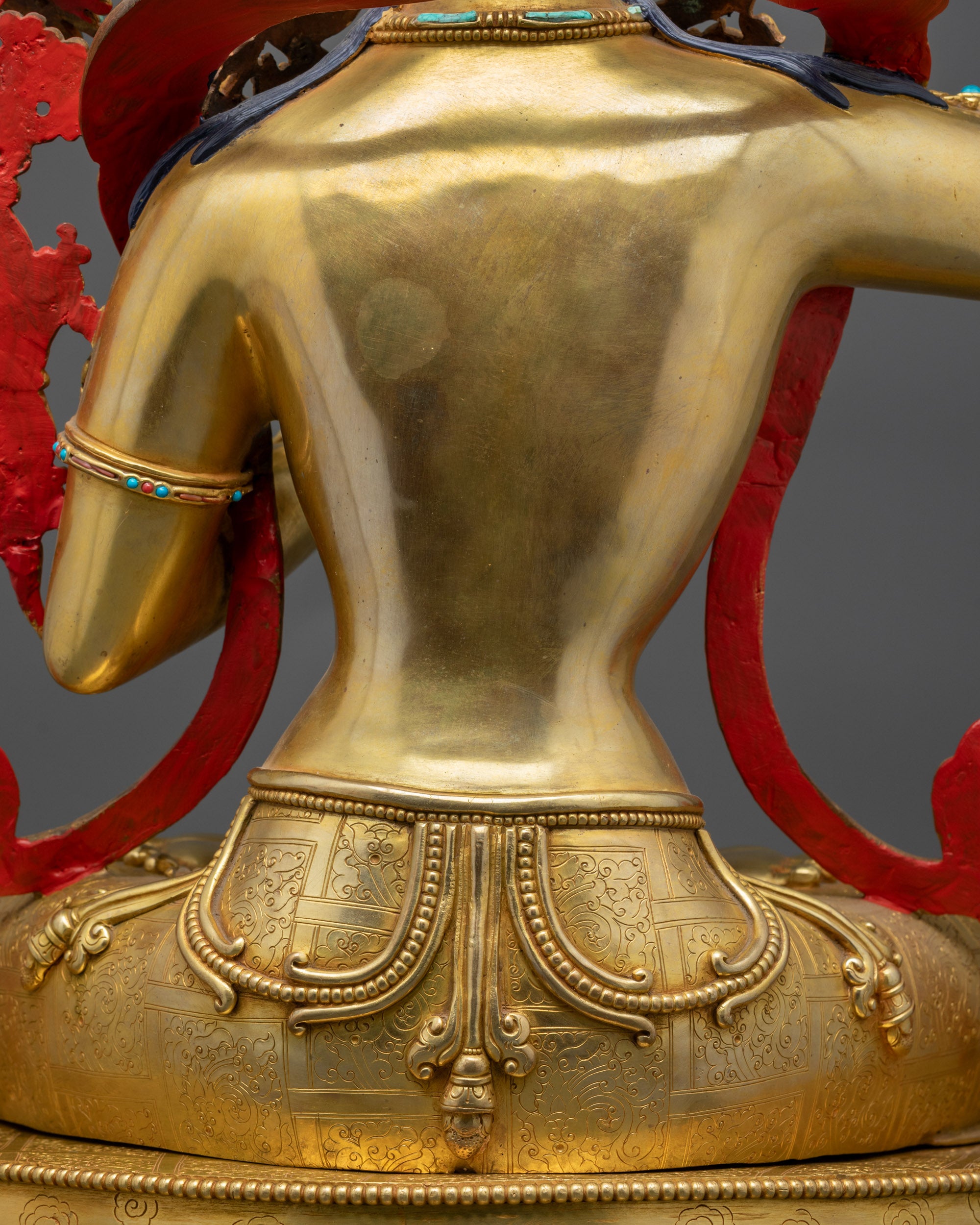 Buddhist Manjushri Statue | Gold-Gilded Bodhisattva of Knowledge Idol