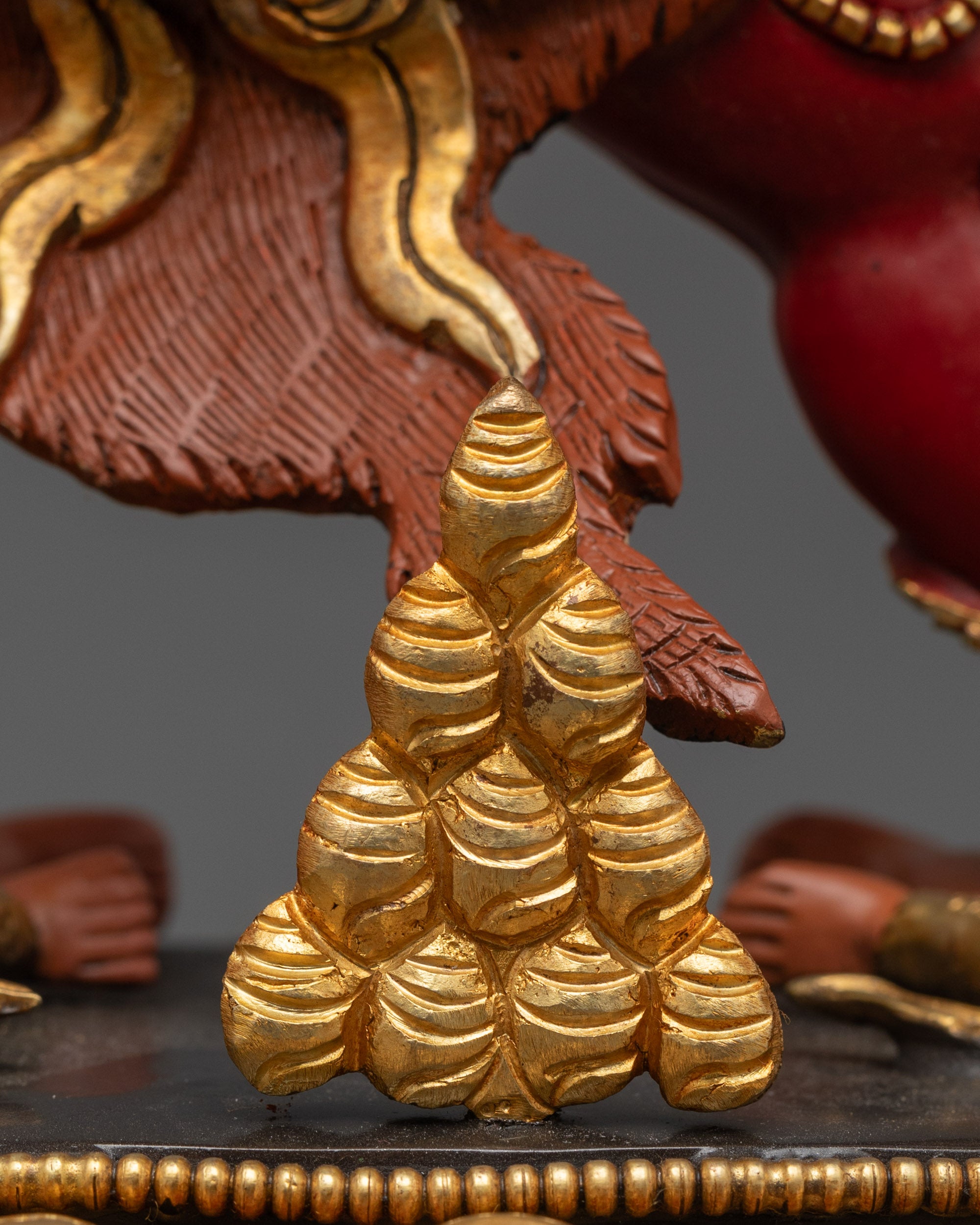 Red Dzambhala Sculpture | Handcrafted Tibetan Buddhist Wealth Deity