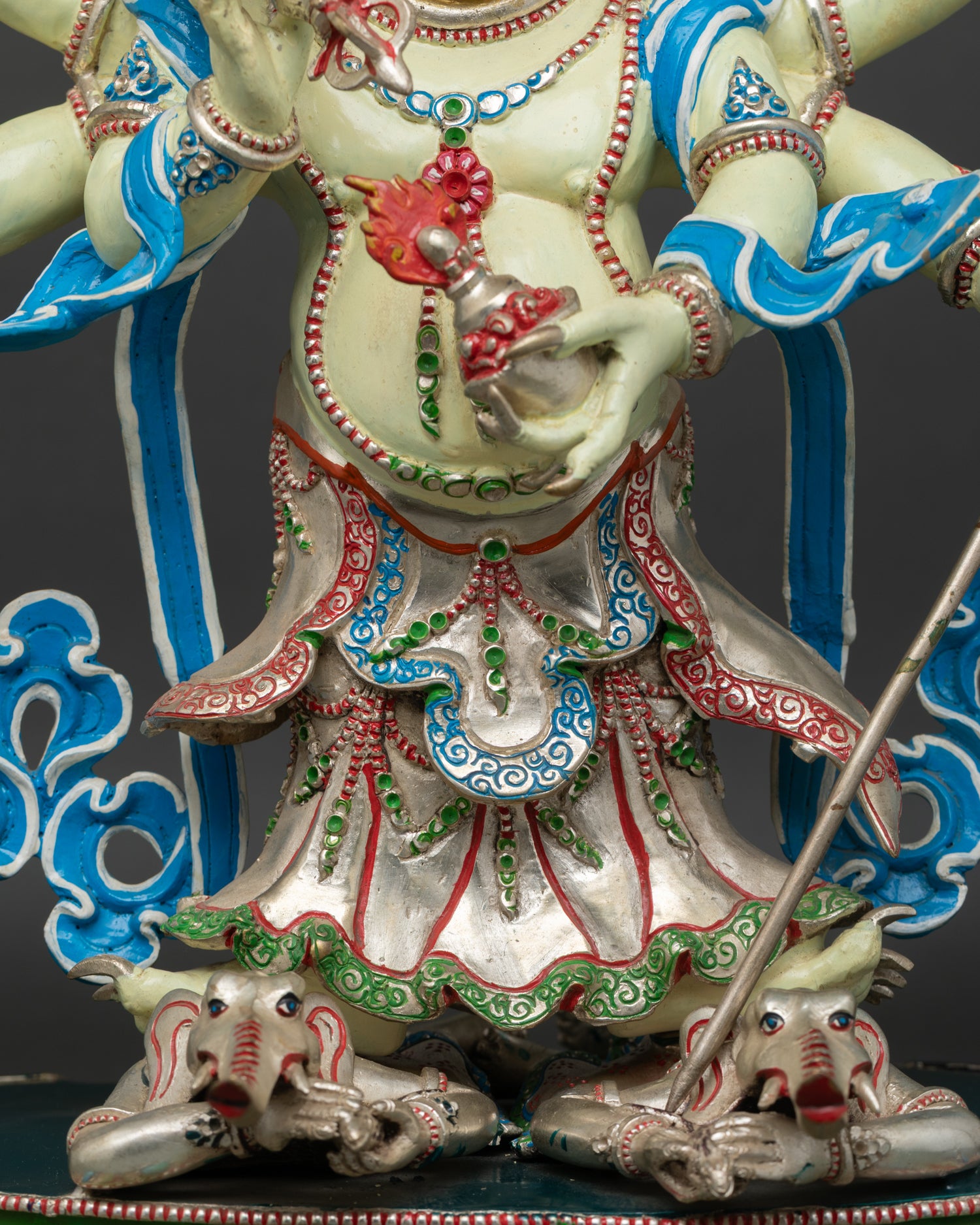 Hand-Painted White Mahakala Statue – Remover of Financial Obstacles