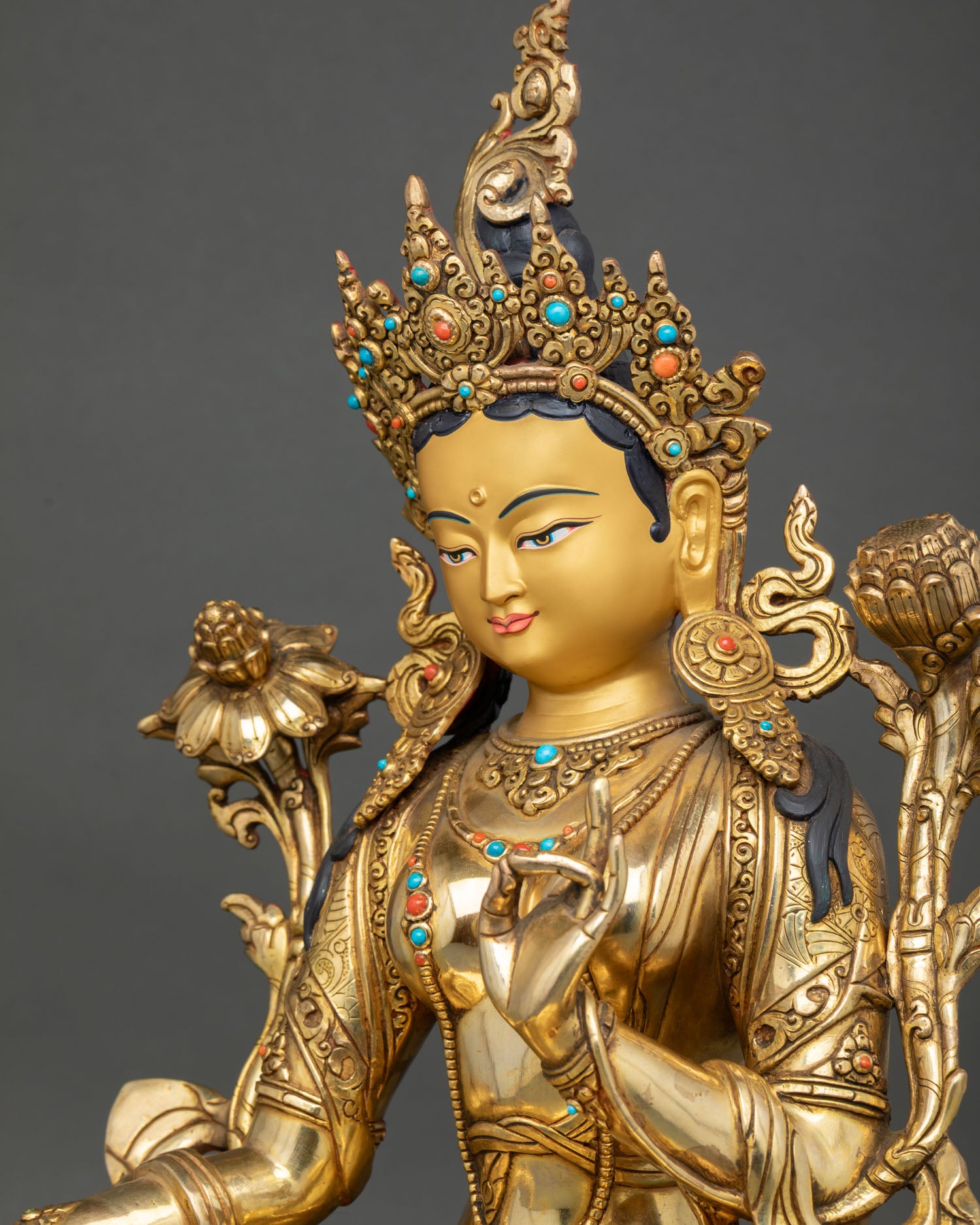 Green Tara Statue | Handmade Buddhist Deity from Nepal