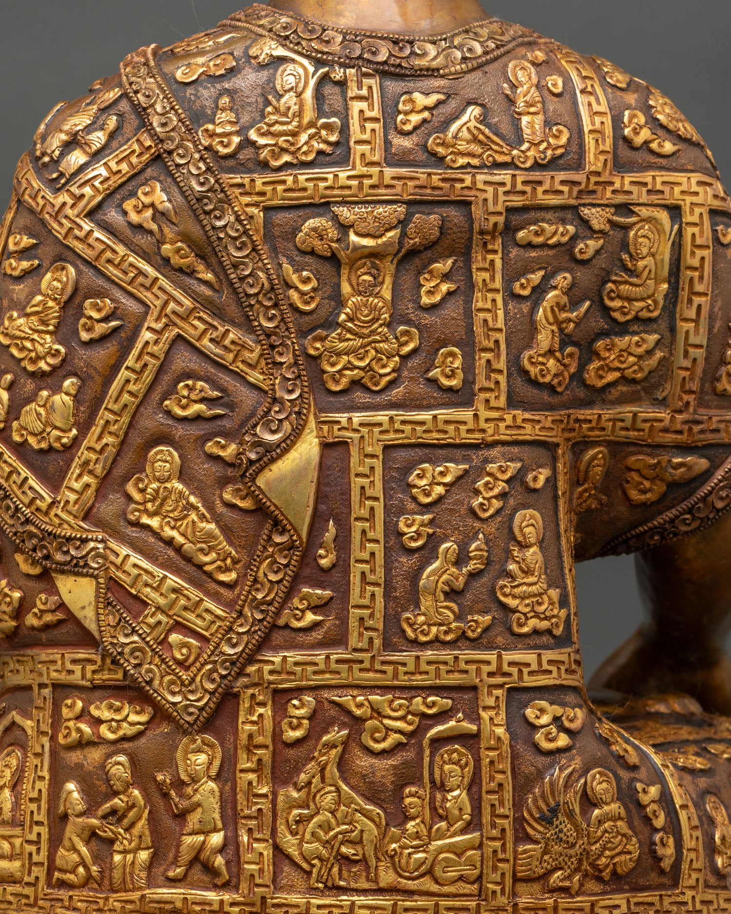 Shakyamuni Buddha Statue | Brown Oxidized Copper Sculpture