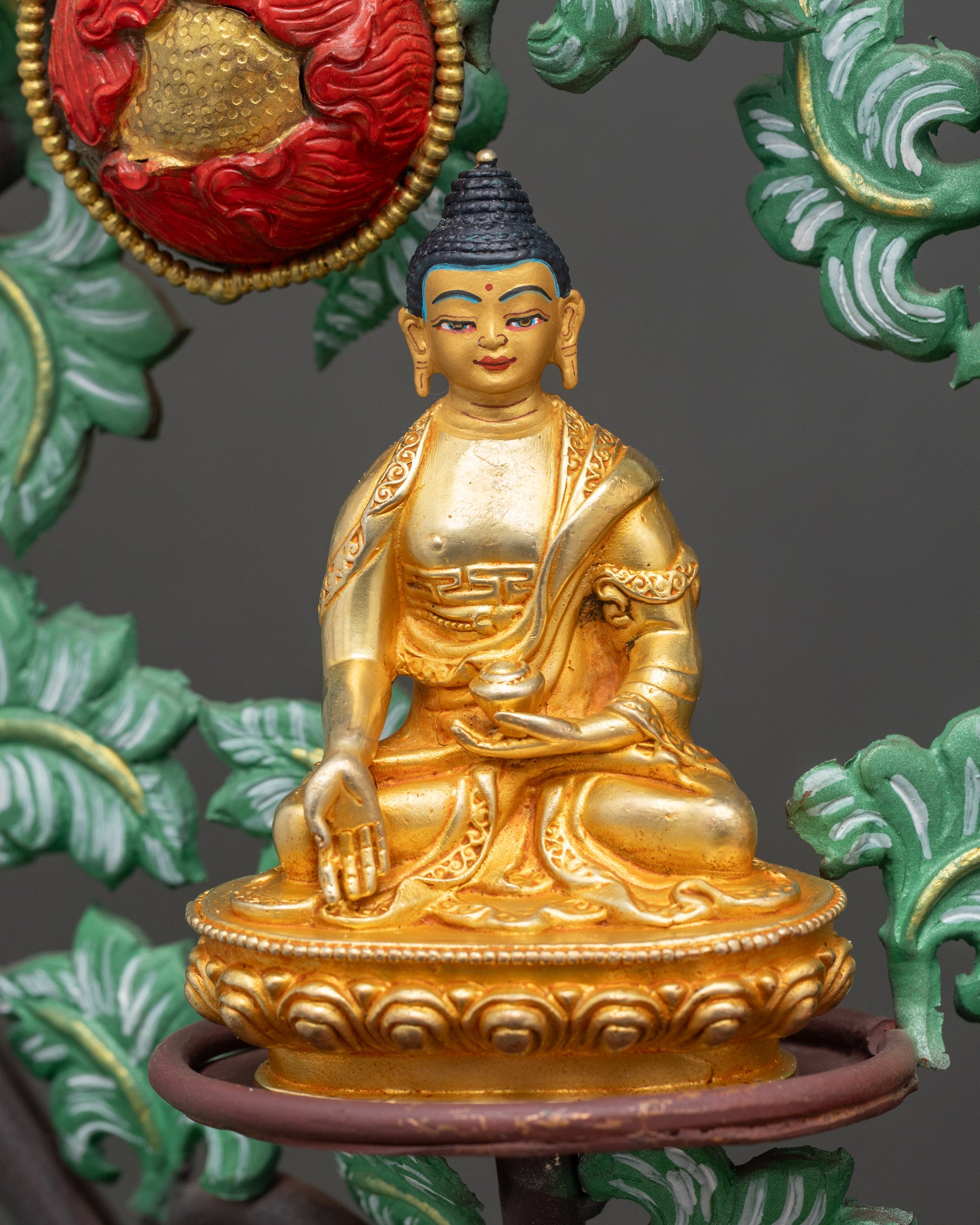 Amitabha Buddha and Five Dhyani Buddhas | Sacred Bodhi Tree Sculpture