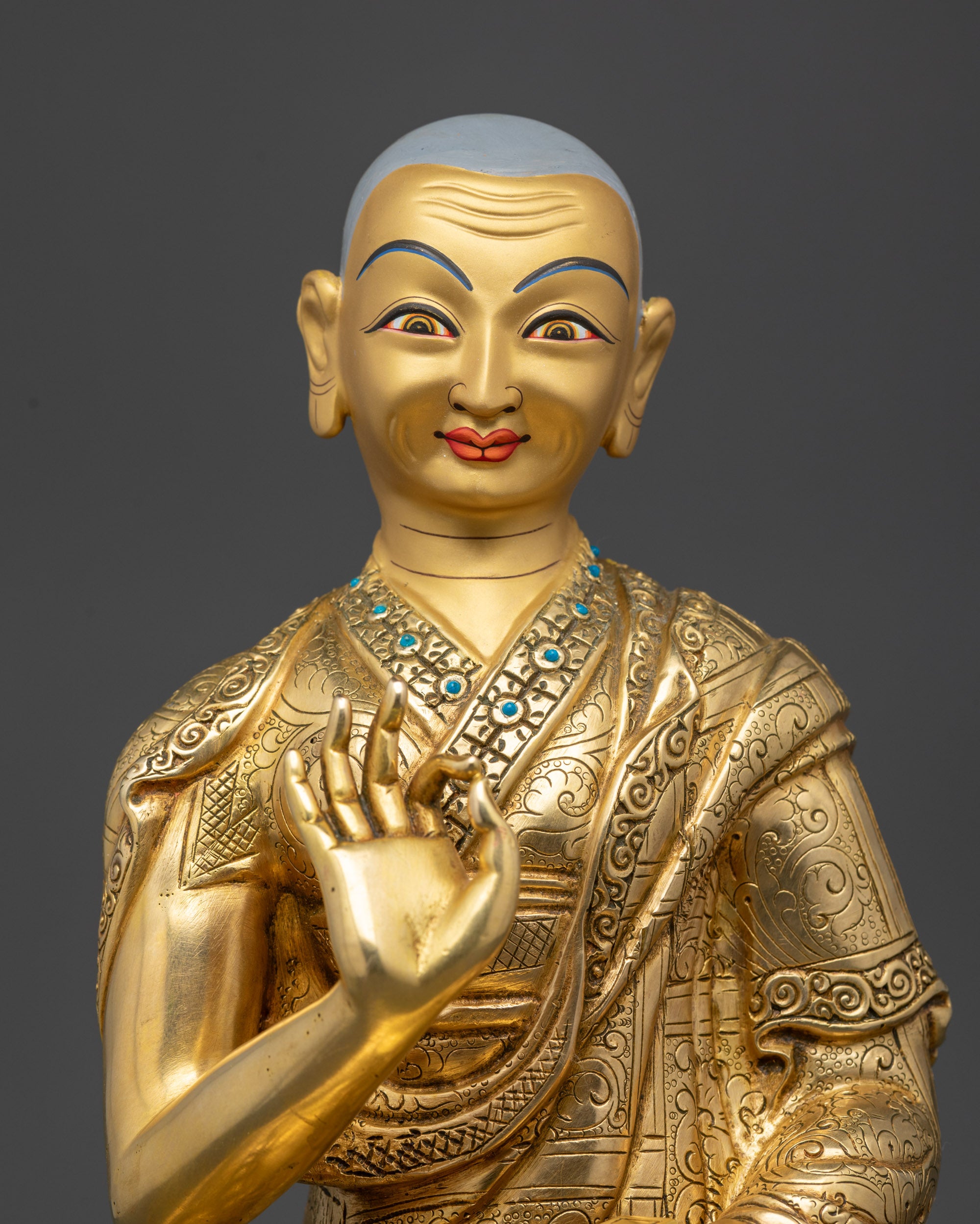 Authentic Tsongkhapa Statue Set | Traditional Buddhist Craftsmanship