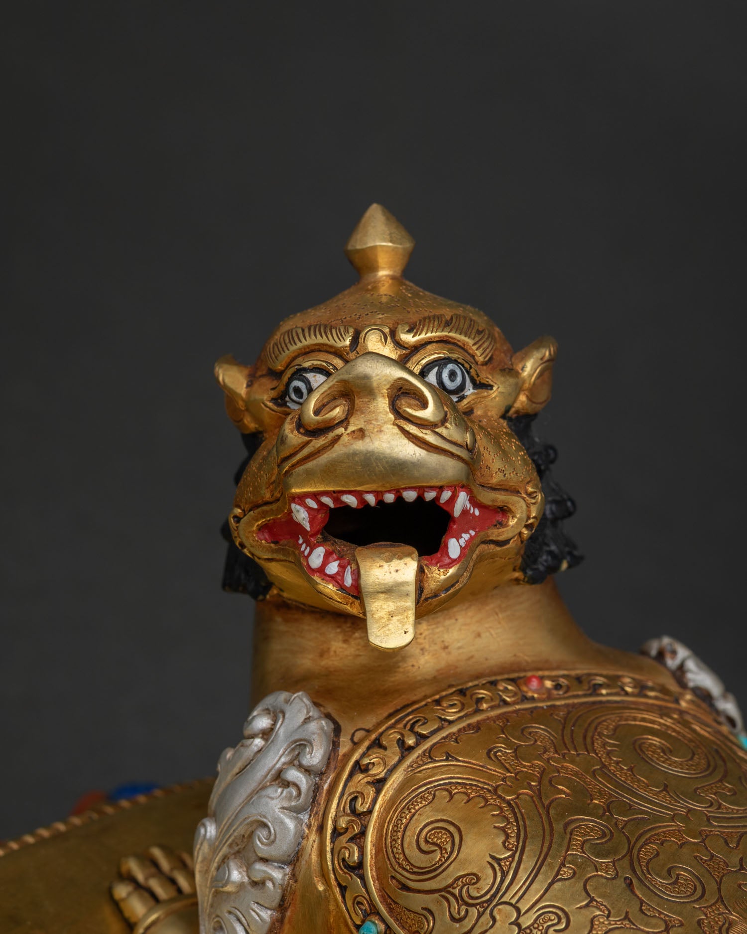 Simhanada Manjushri Statue with Snow Lion Statue – Buddhist Sculpture