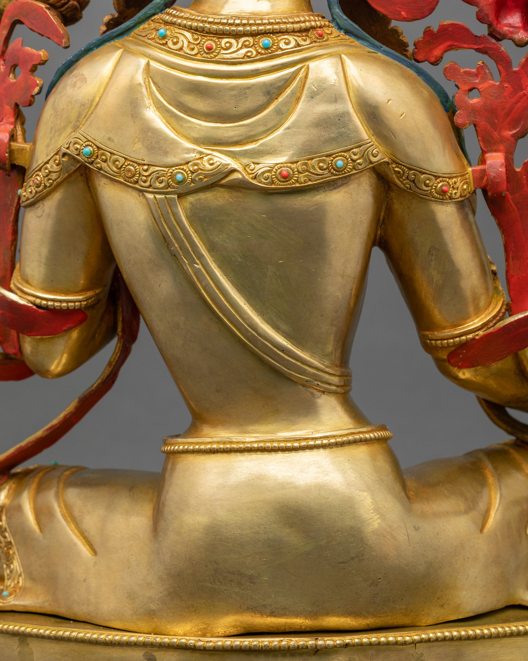 Green Tara Figurine | Lotus-Seated Goddess Sculpture from Nepal