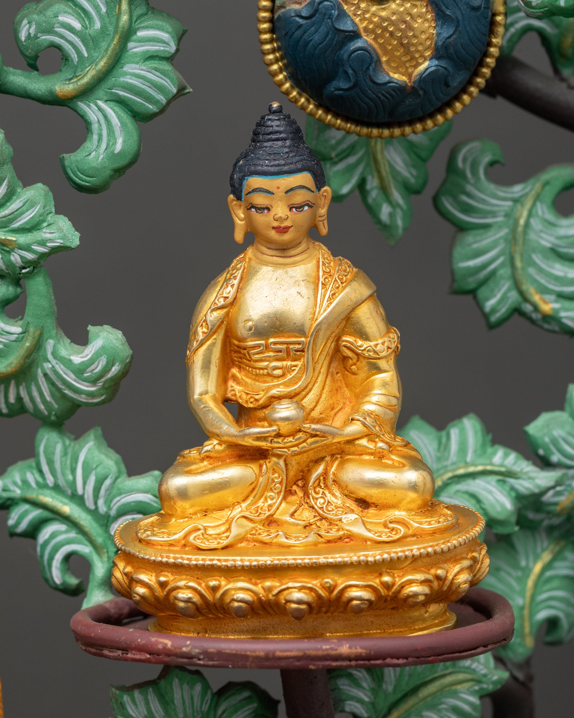 Amitabha Buddha and Five Dhyani Buddhas | Sacred Bodhi Tree Sculpture