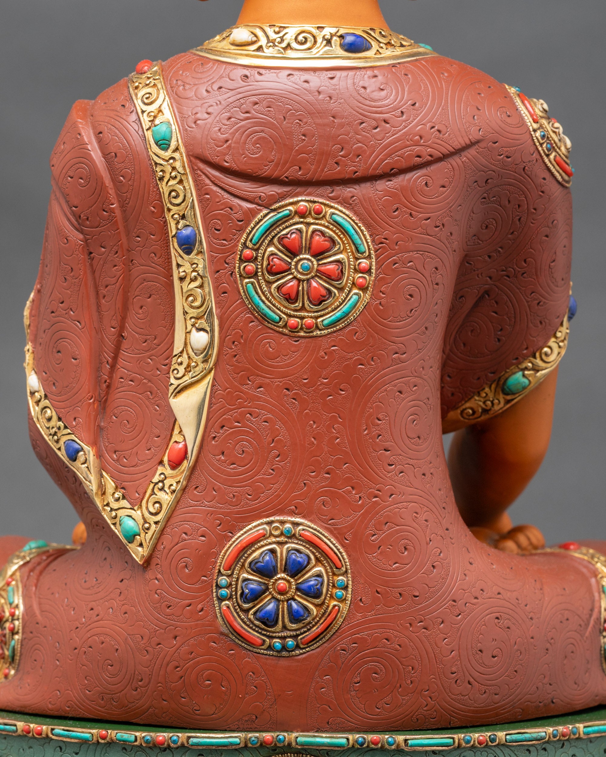 Buddha Statue with Hand-Painted Throne | Monumental Buddhist Sculpture