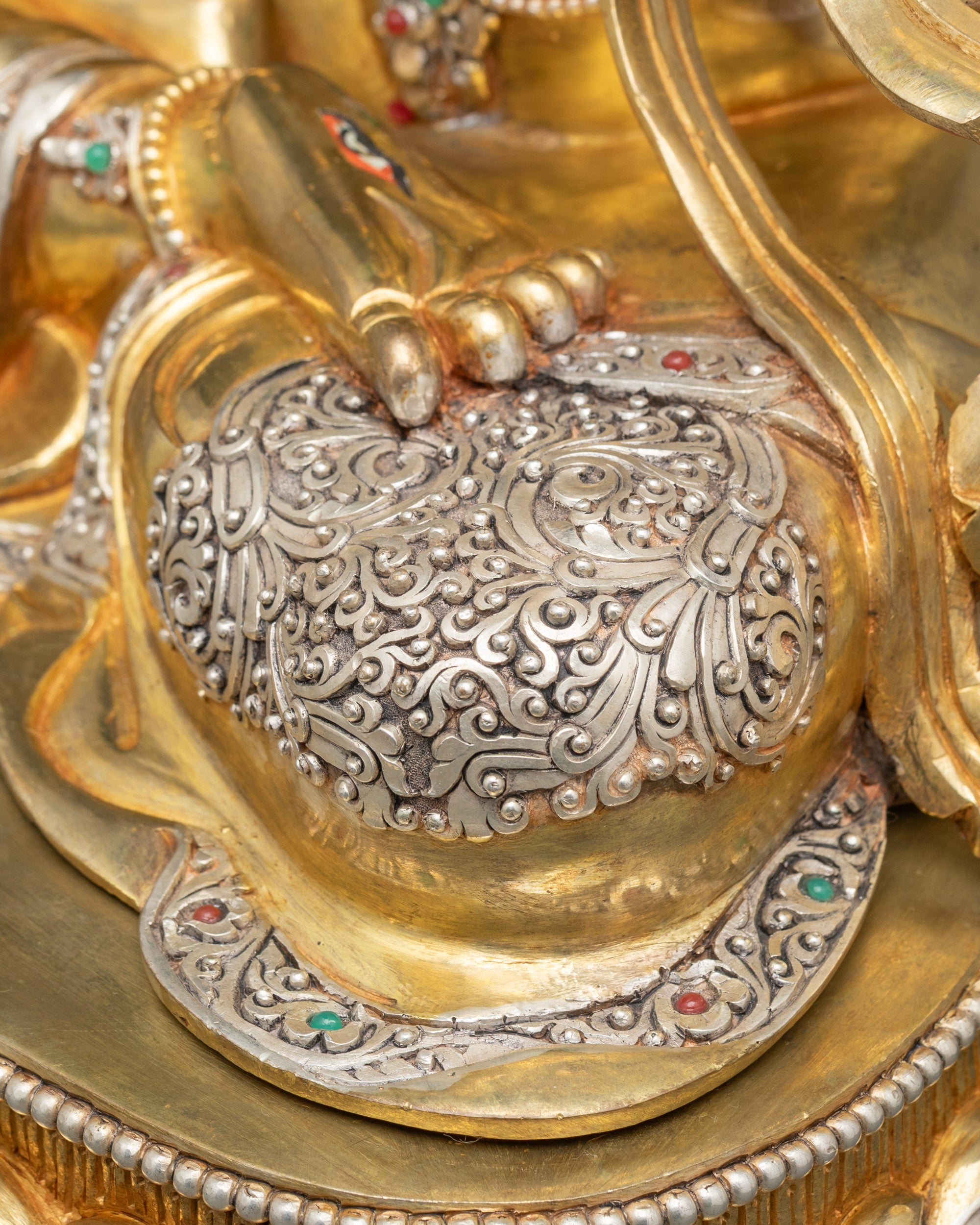 Nepalese White Tara Statue | 24K Gold Fire-Gilded Buddhist Artwork