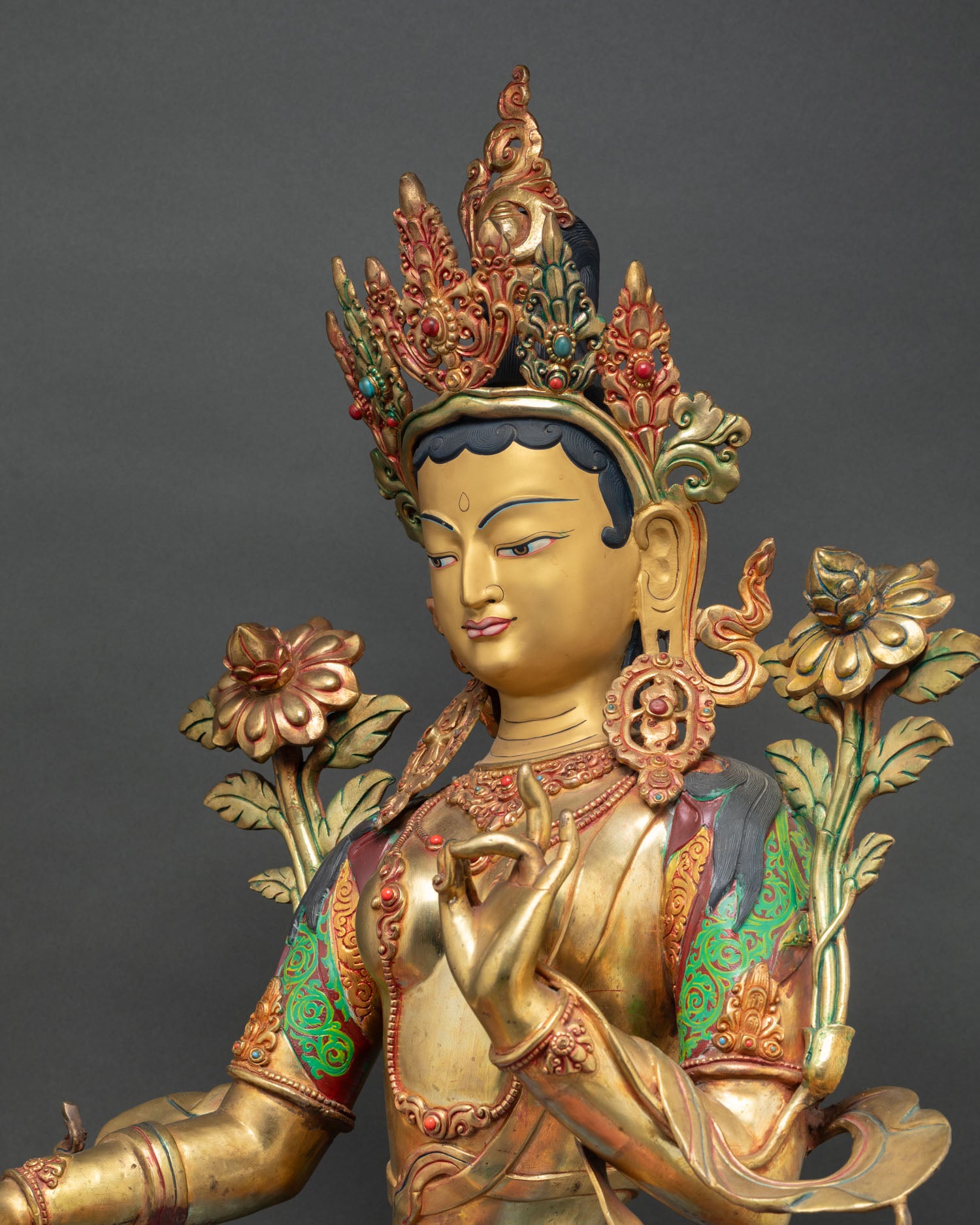 Grand Green Tara Statue - Buddhist Devotional Artwork