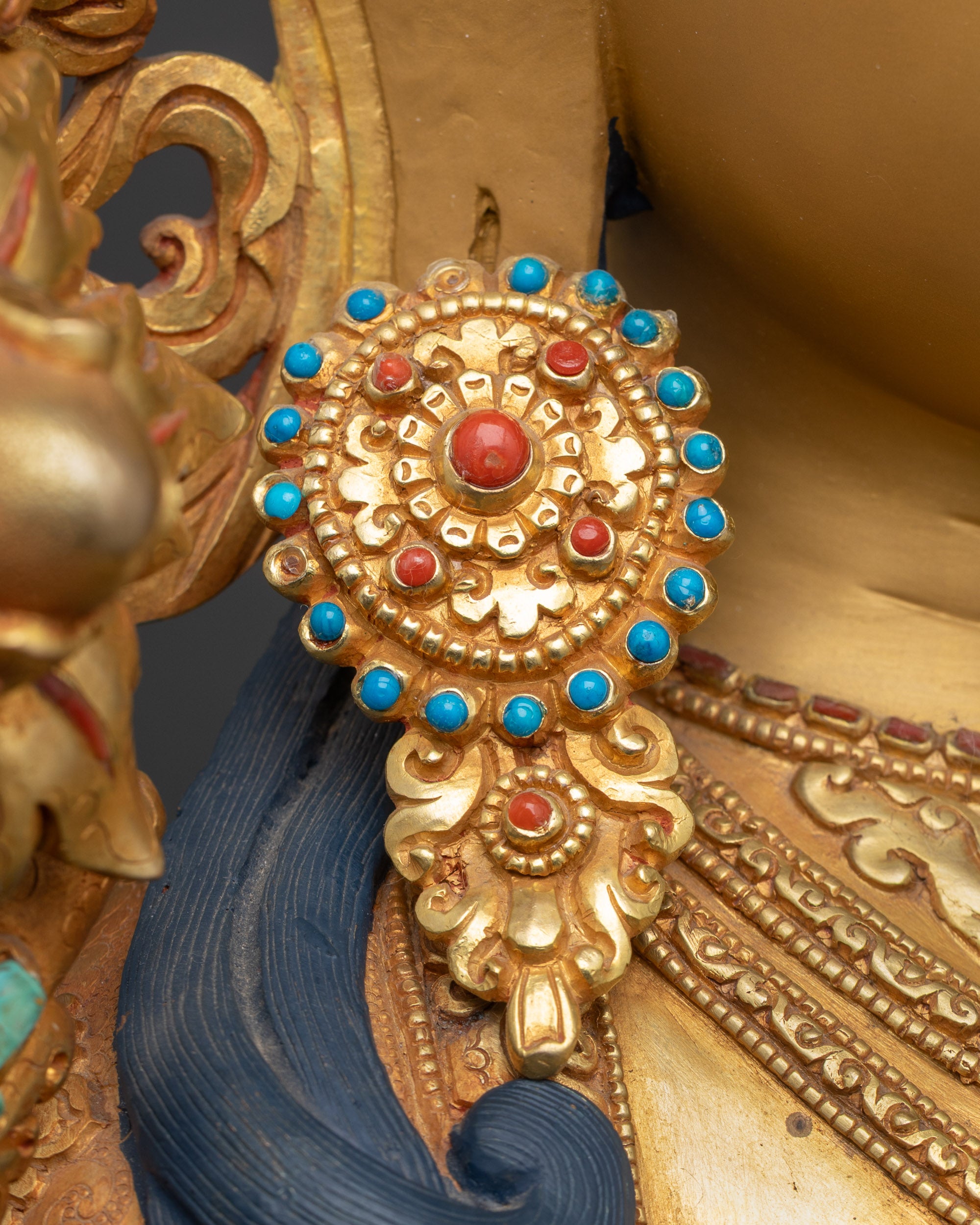 24K Gold-Gilded Green Tara Statue | Traditional Nepalese Buddhist Art