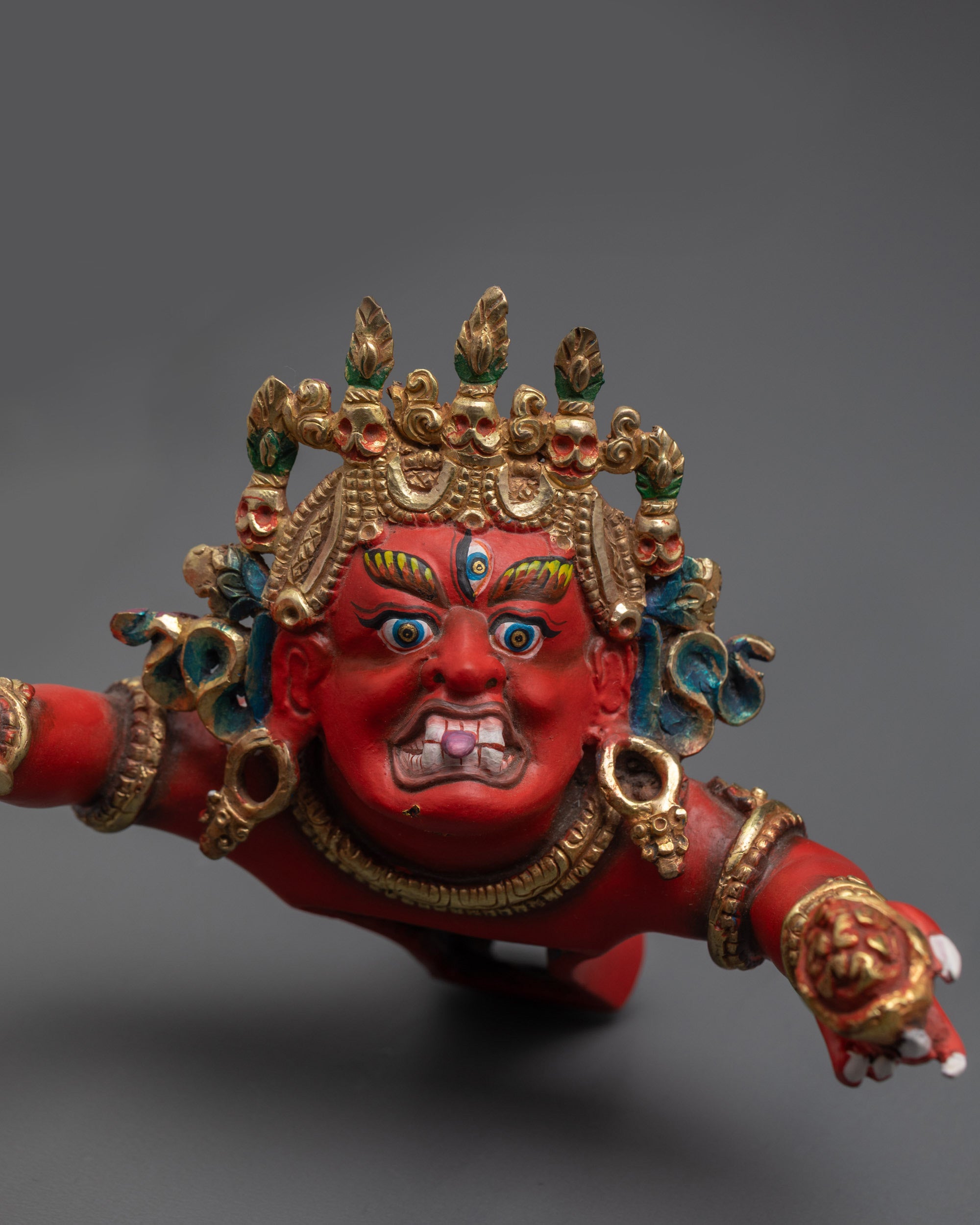 Tibetan Four-Armed Mahakala Statue | Authentic Nepalese Buddhist Art
