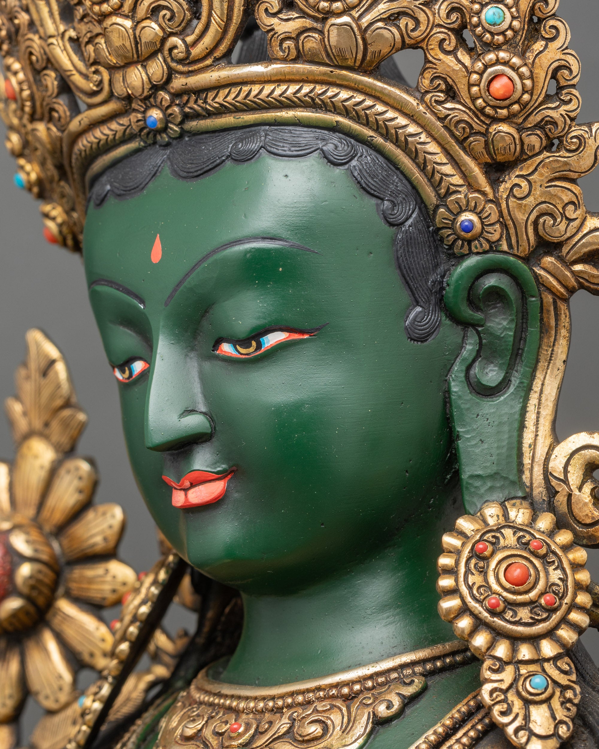 Savior Mother Green Tara Statue | Hand-painted Goddess of Compassion