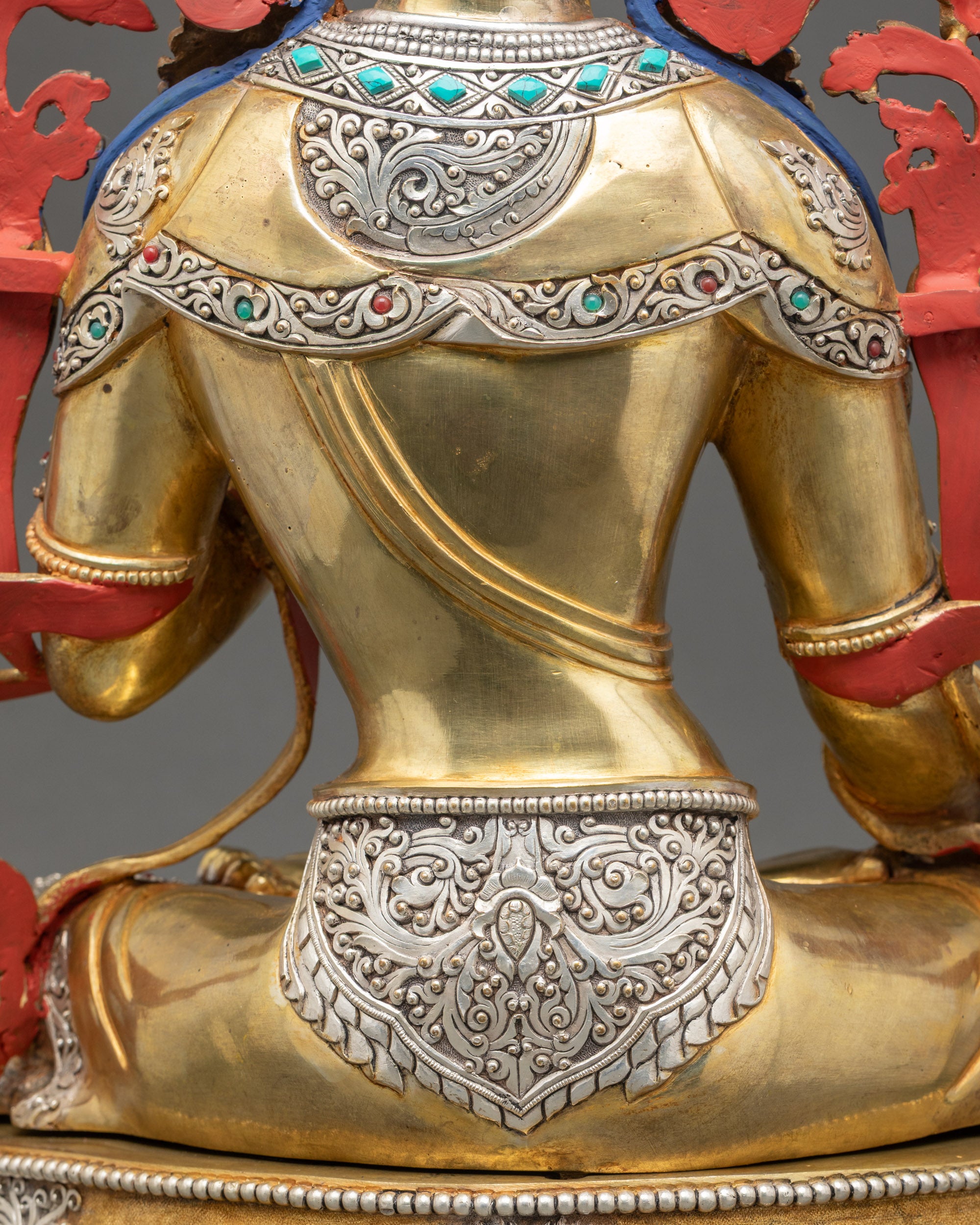 Nepalese White Tara Statue | 24K Gold Fire-Gilded Buddhist Artwork