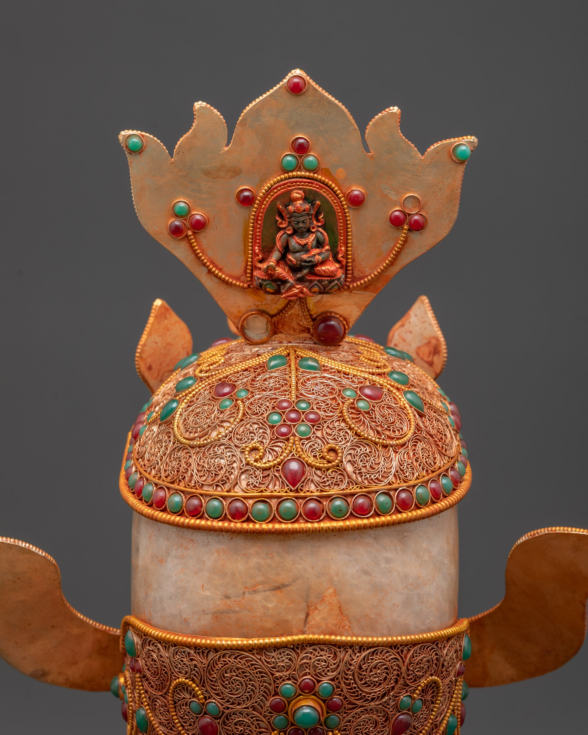 Jeweled Skull Head | Handmade Decor Himalayan Ritual Art Nepal