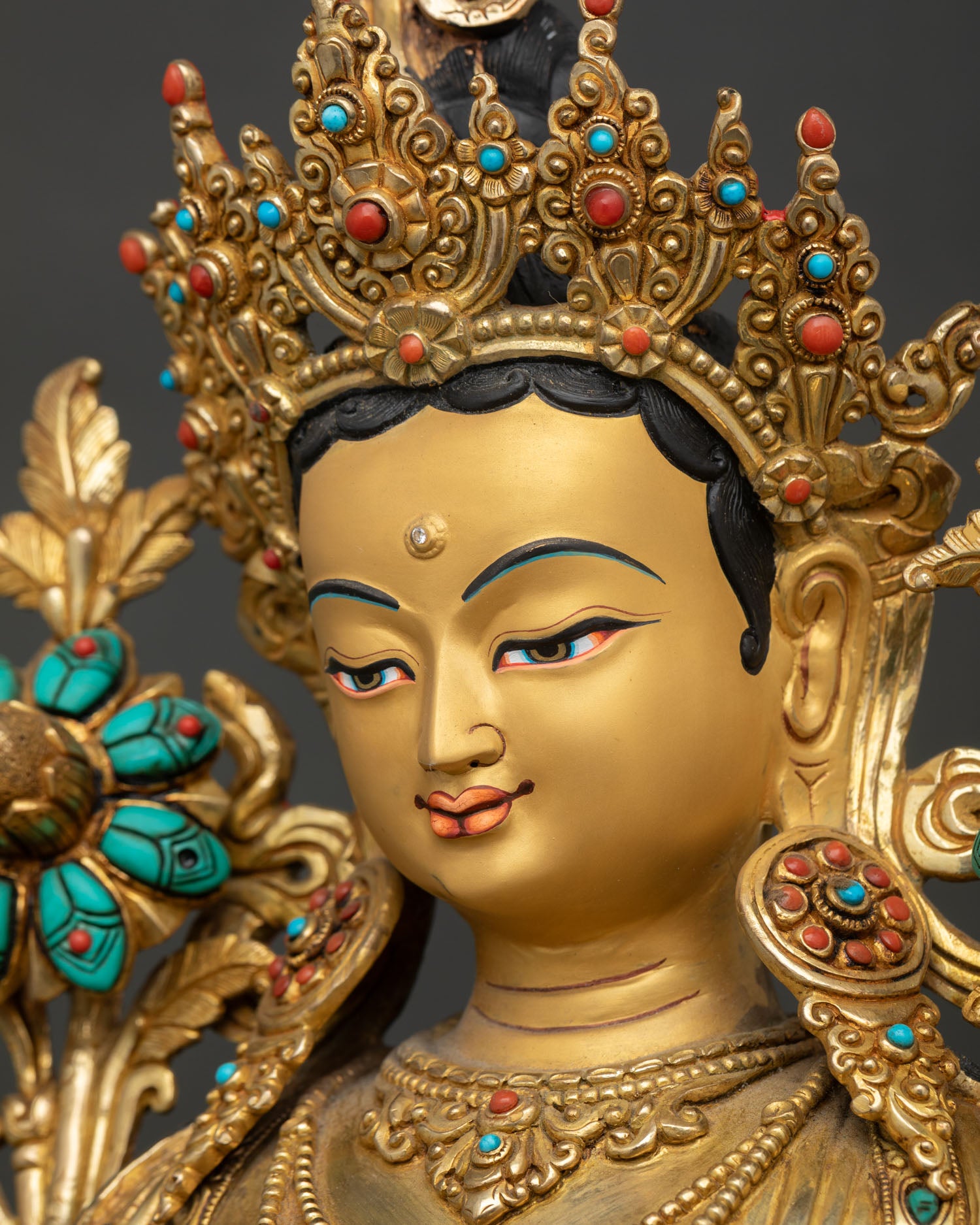 Green Tara Statue | 24K Gold Gilded Copper Buddhist Art