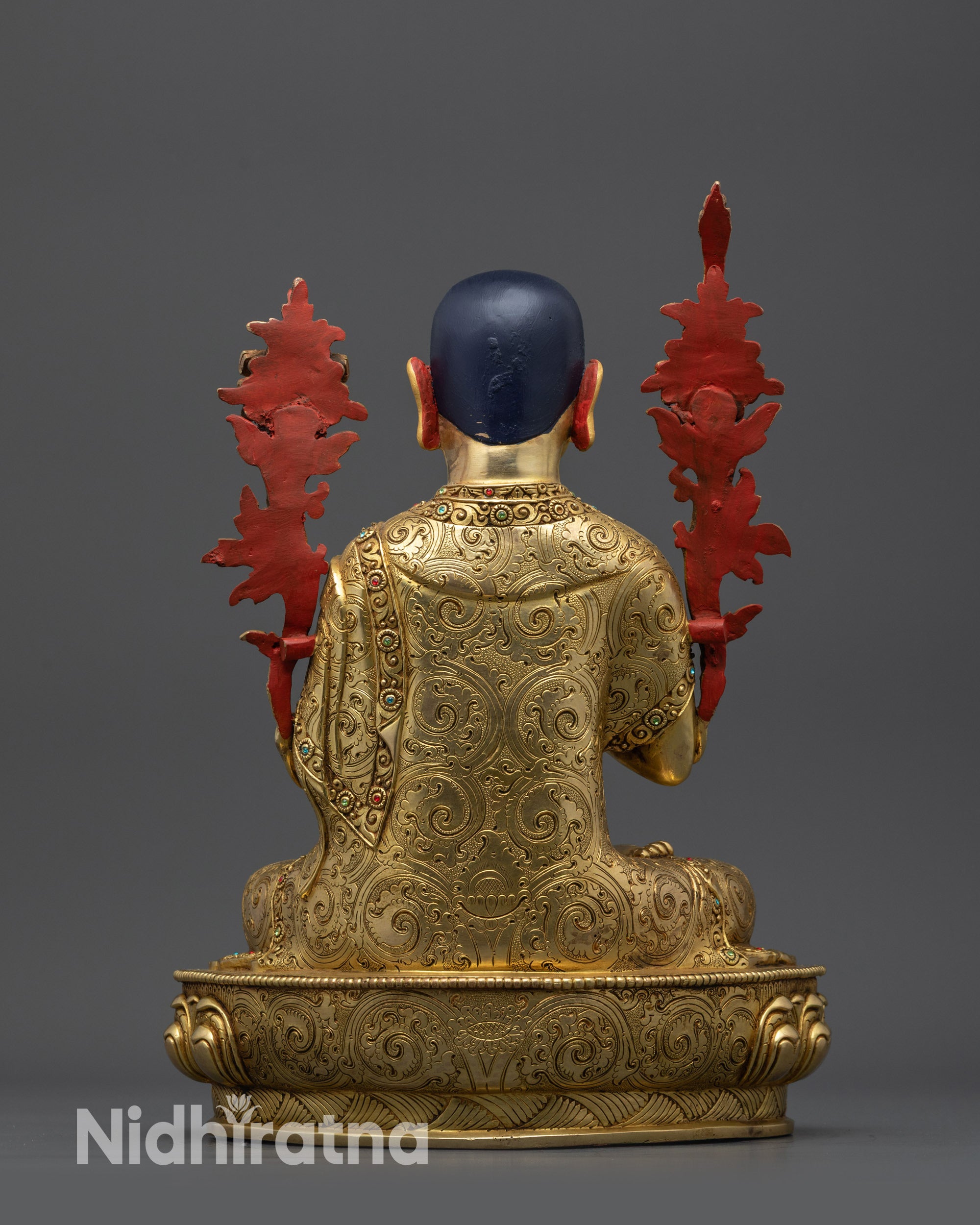 Lama Je Tsongkhapa Set Statue | 24K Gold-Gilded Gelug Master Trio