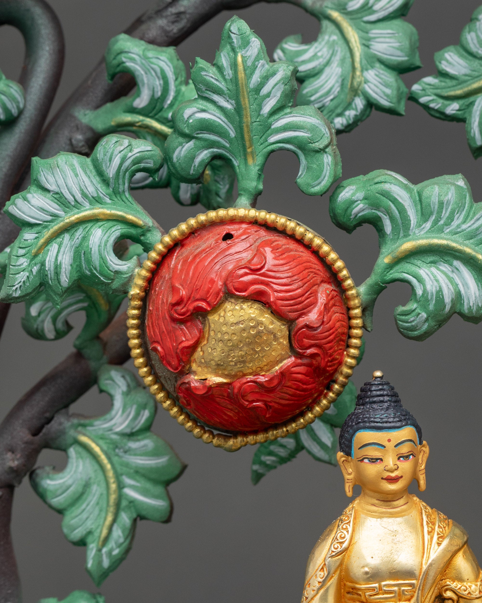 Amitabha Buddha and Five Dhyani Buddhas | Sacred Bodhi Tree Sculpture