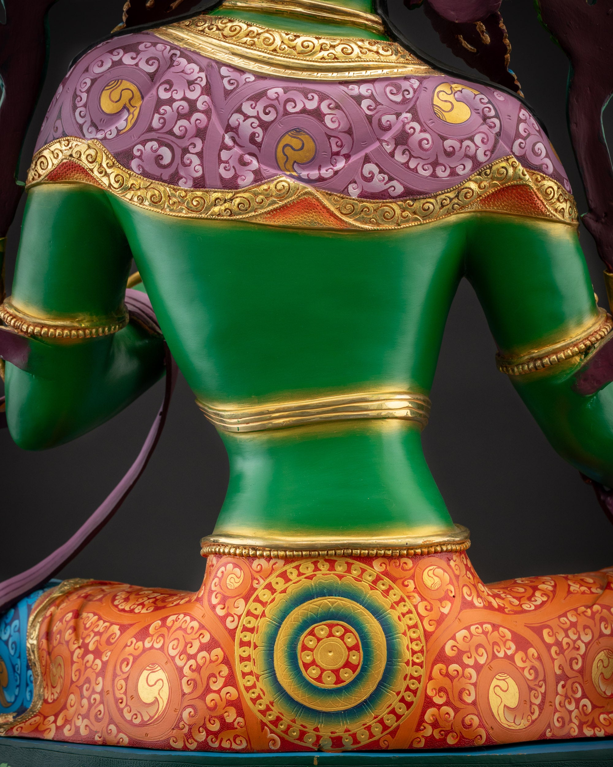 31" Vibrant Green Tara Statue | Hand-Painted Buddhist Idol for Meditation