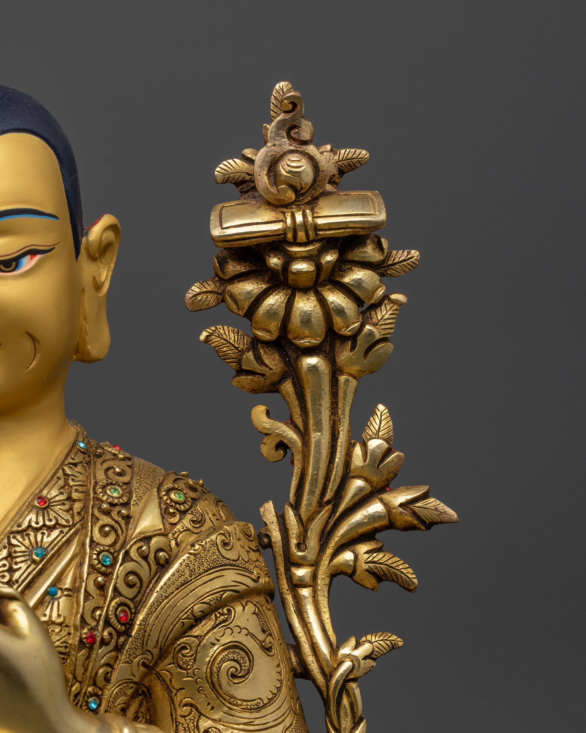 Lama Je Tsongkhapa Set Statue | 24K Gold-Gilded Gelug Master Trio