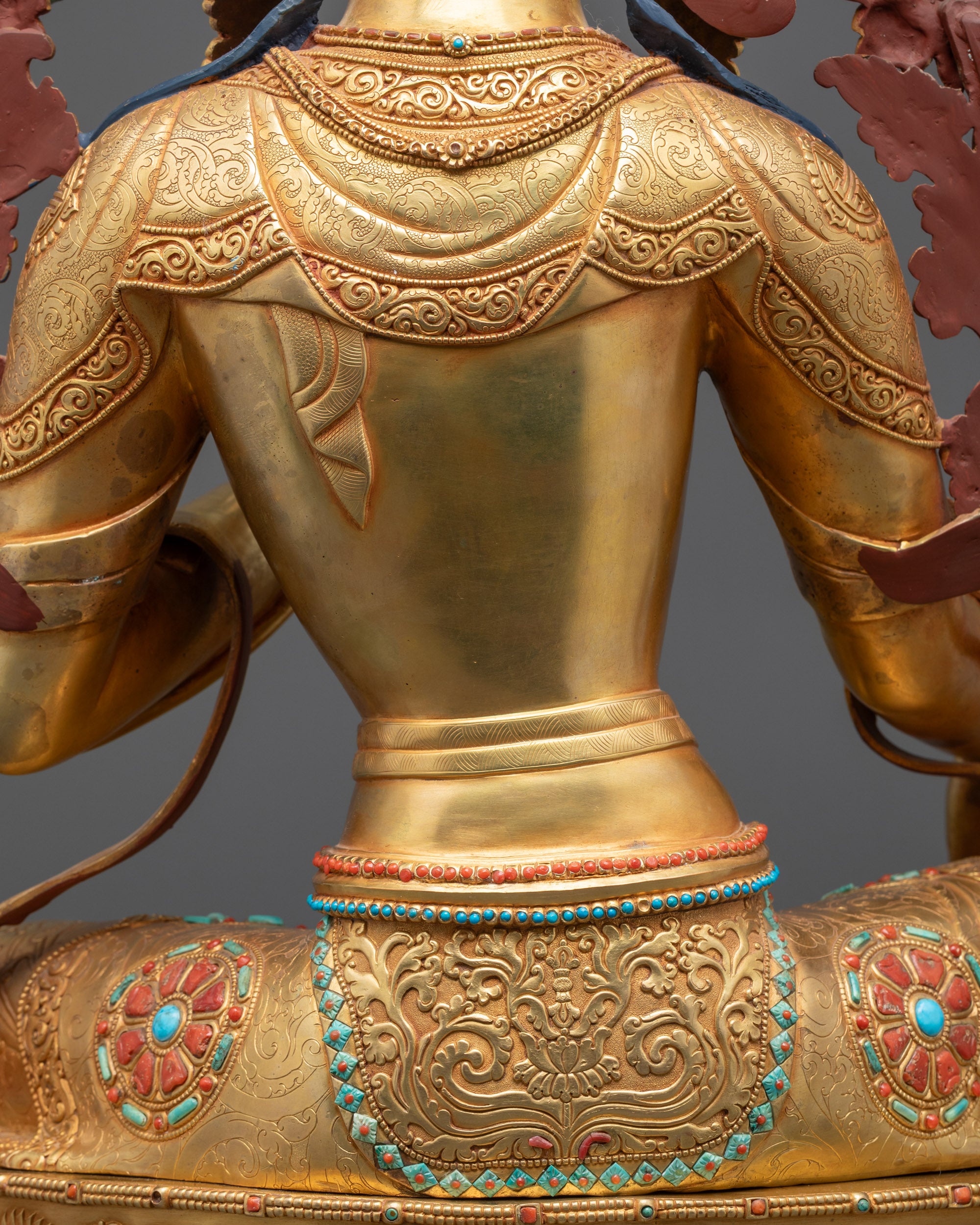 24K Gold-Gilded Green Tara Statue | Traditional Nepalese Buddhist Art