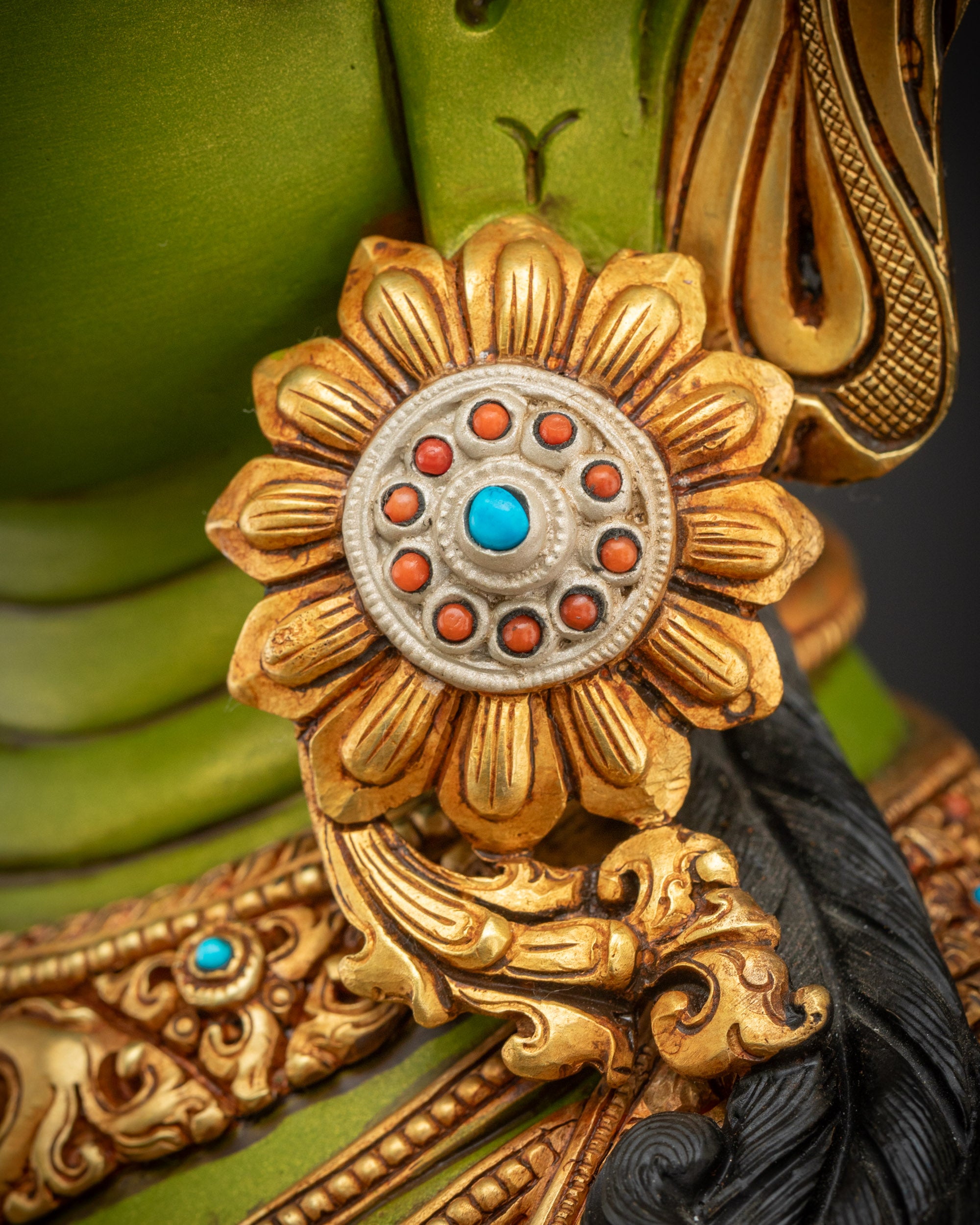 Compassionate Green Tara Statue | Hand-Painted Masterpiece Sculpture