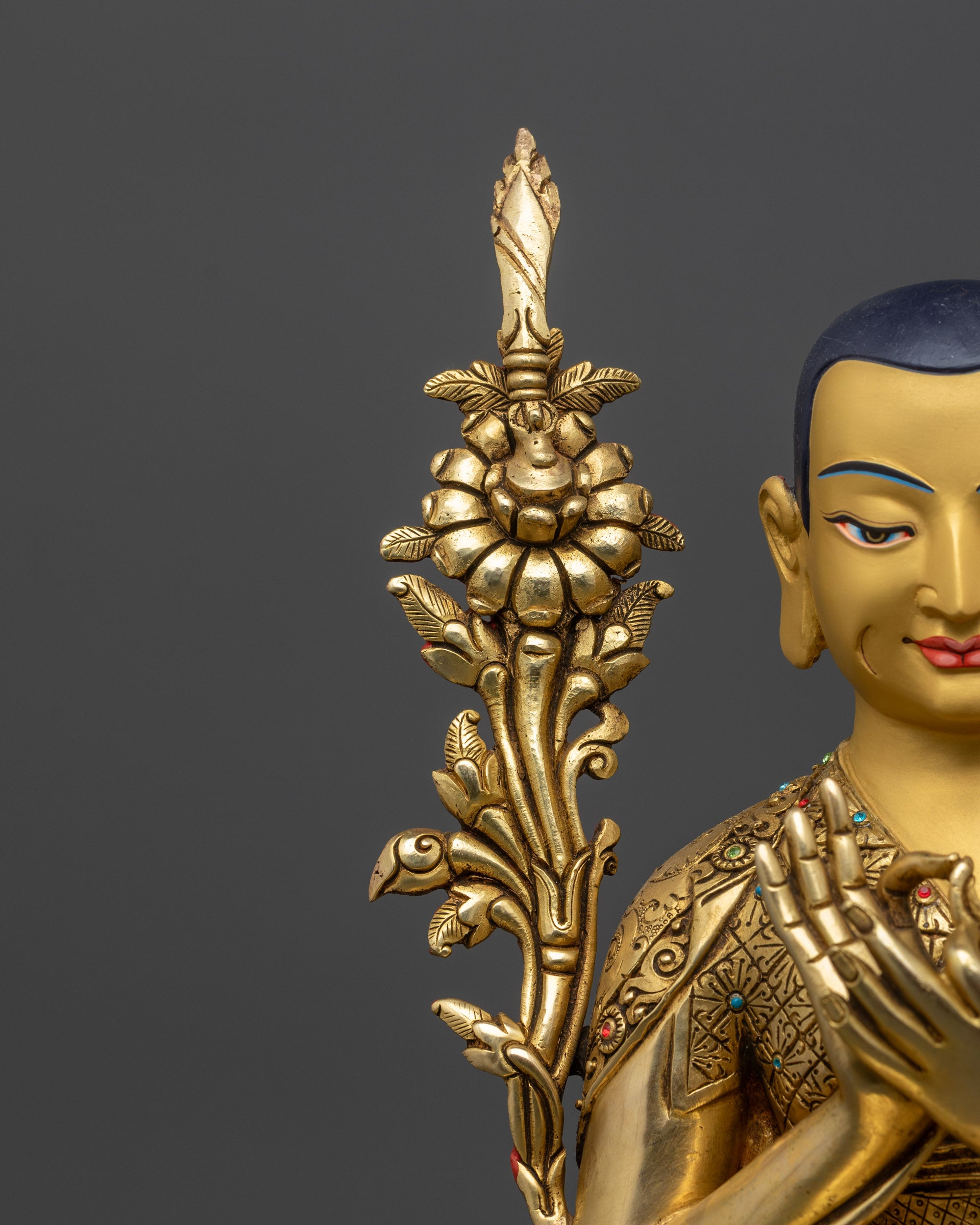 Lama Je Tsongkhapa Set Statue | 24K Gold-Gilded Gelug Master Trio