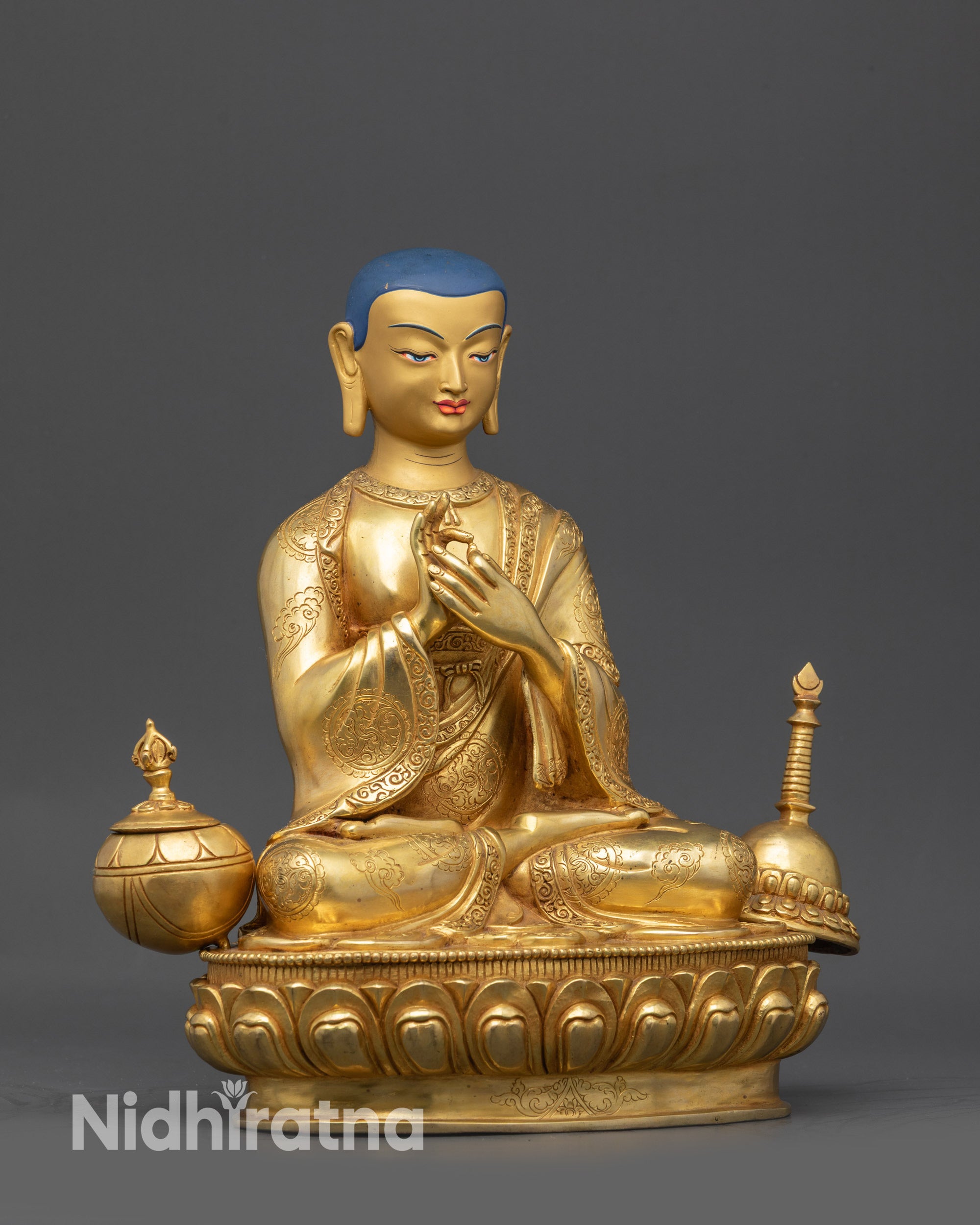 Devotional Lama Atisa Statue | Enlightened Buddhist Teacher Sculpture