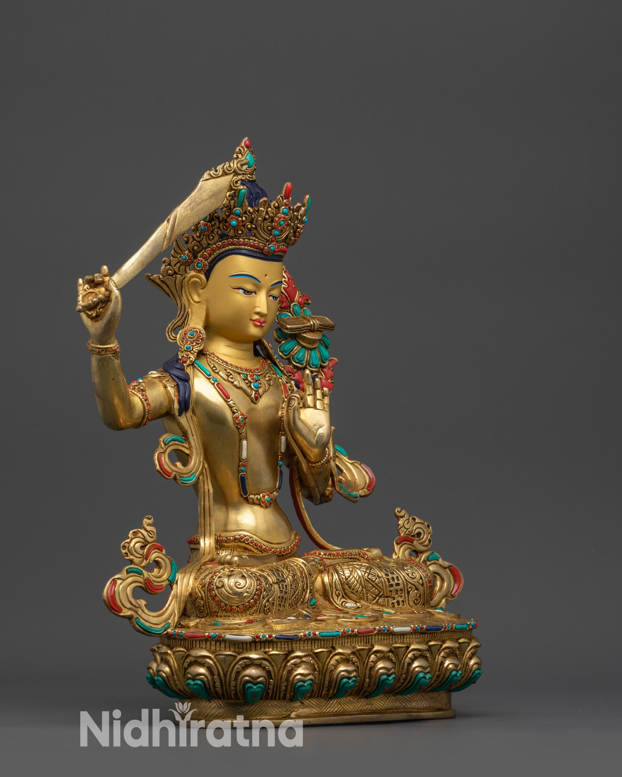 Bodhisattva Manjushri Statue | Tibetan Wisdom Deity Crafted in Nepal