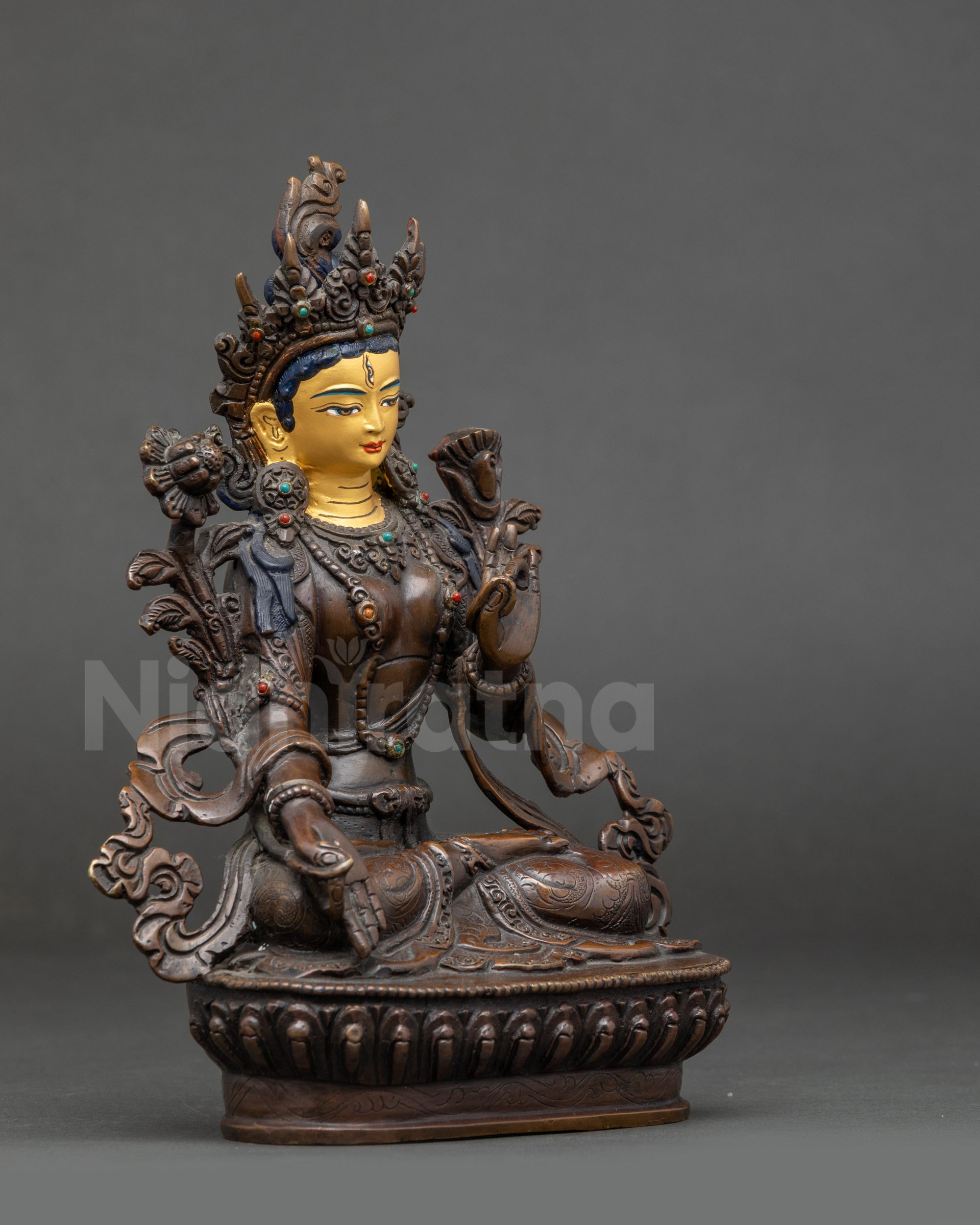 Peaceful Mother Buddha Sculpture of White Tara
