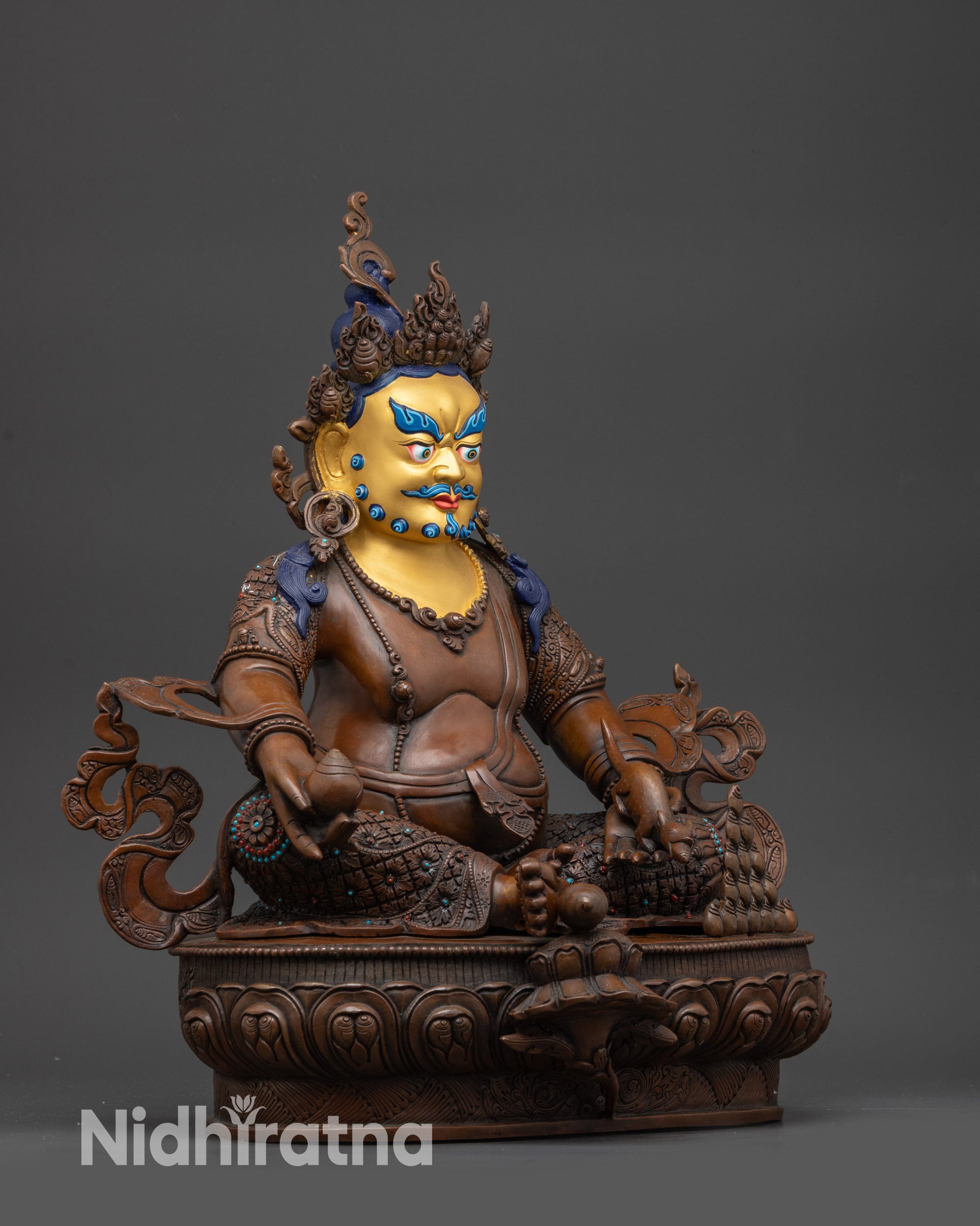 Handcrafted Yellow Dzambhala Statue – God of Wealth from Nepal