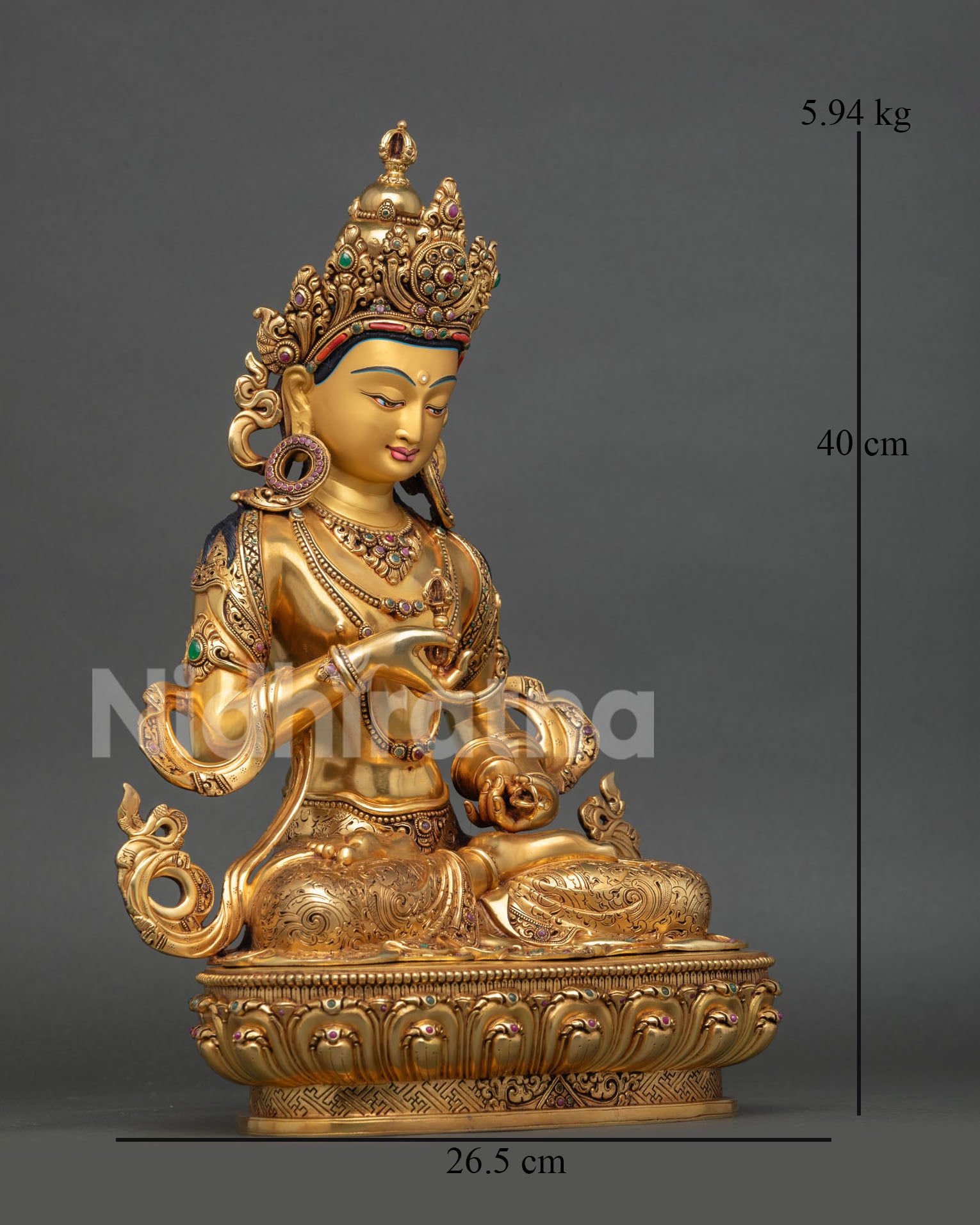 Vajrasattva statue right side view with vajra and bell