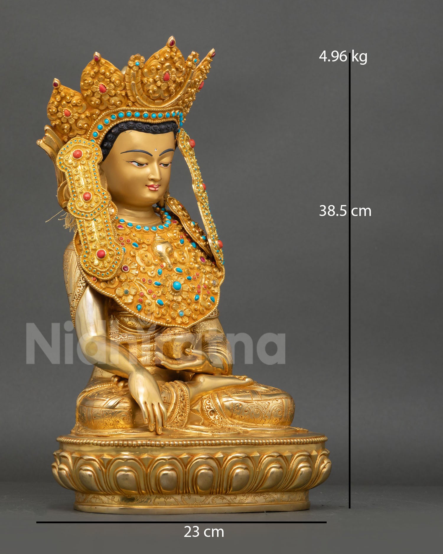 Jowo Rinpoche Statue | 24K Gold Fire-Gilded Copper Art