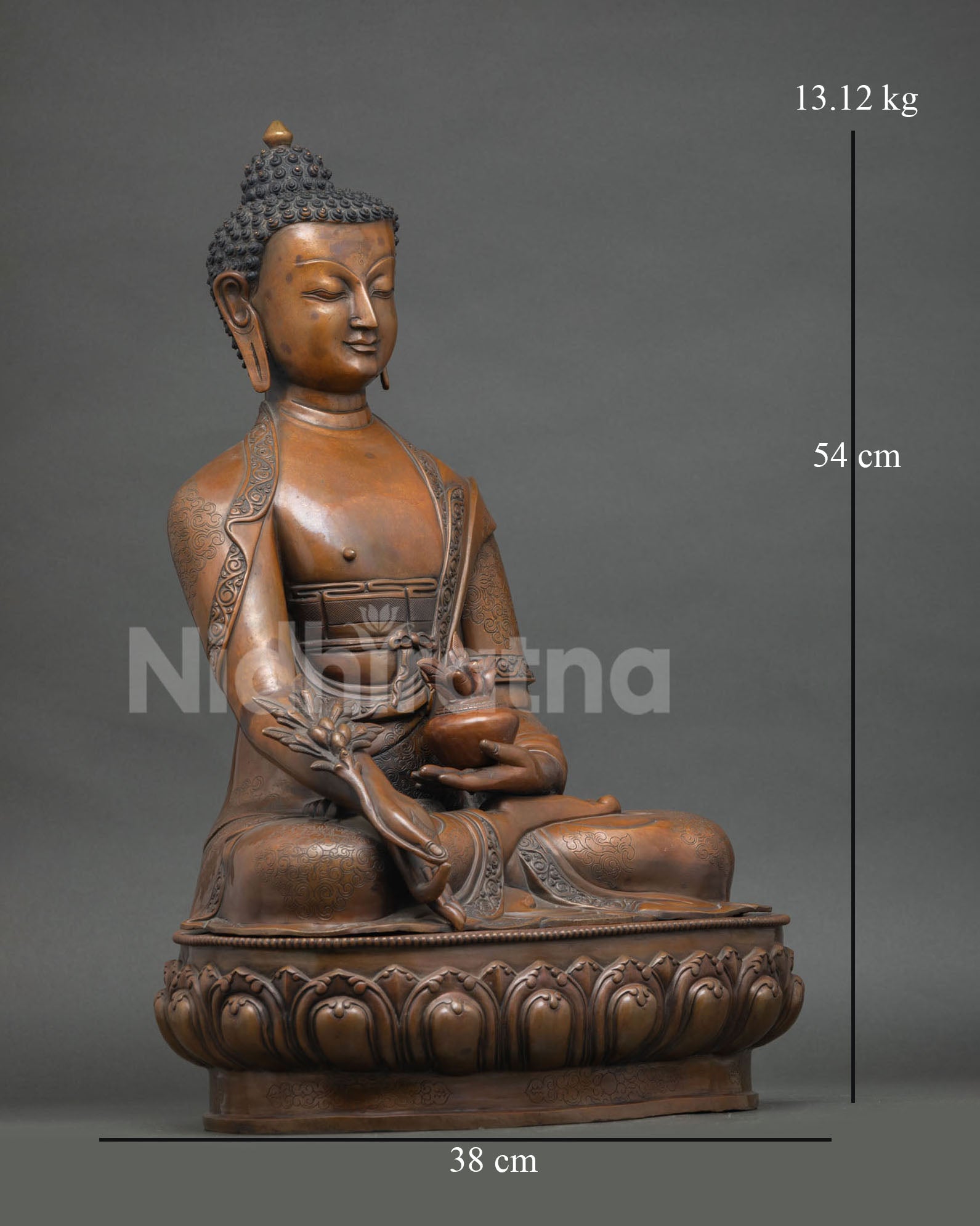 21 Inch Oxidized Copper Medicine Buddha Statue from Nepal