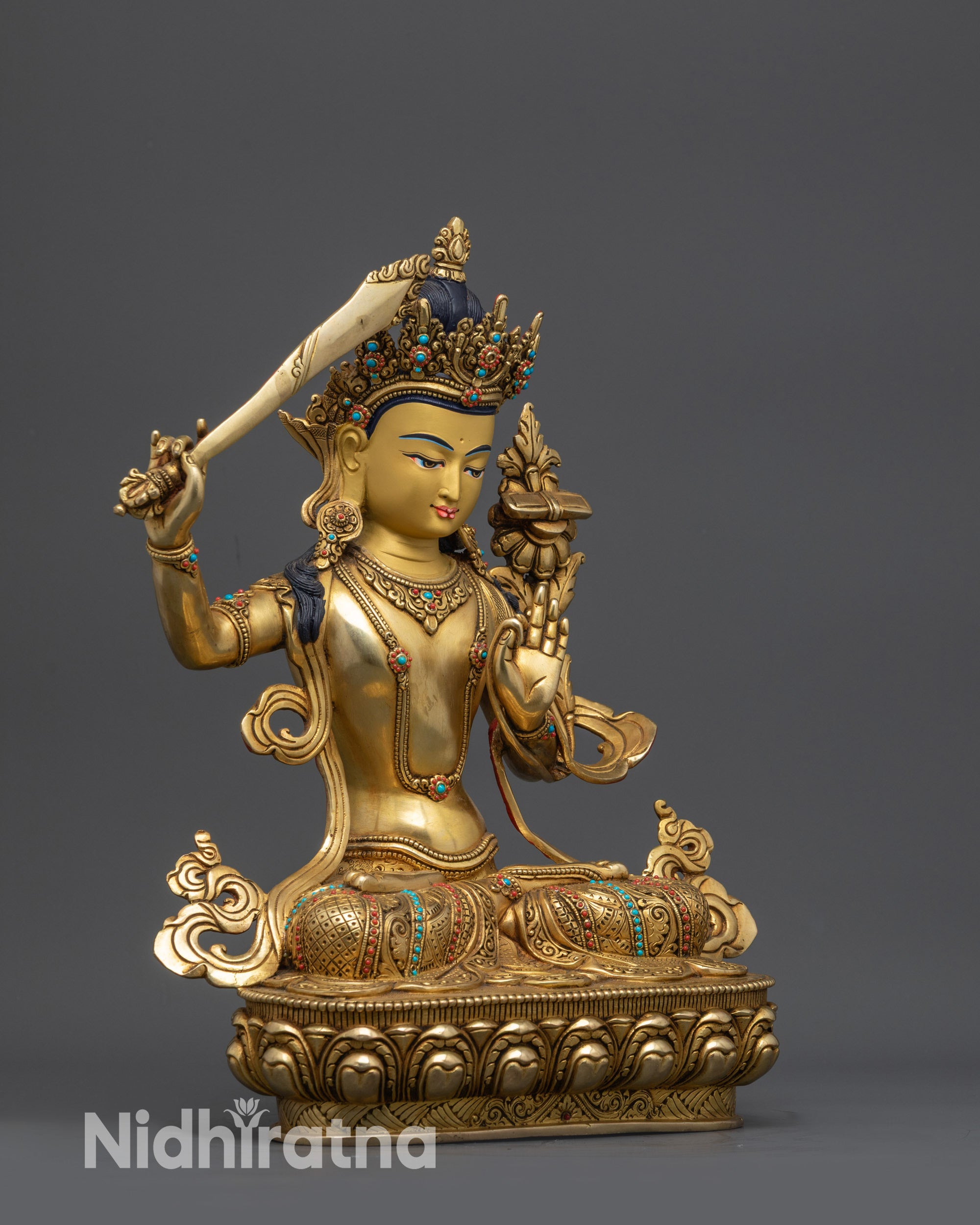 Exquisite Manjushri Statue | Traditional Wisdom Deity Sculpture
