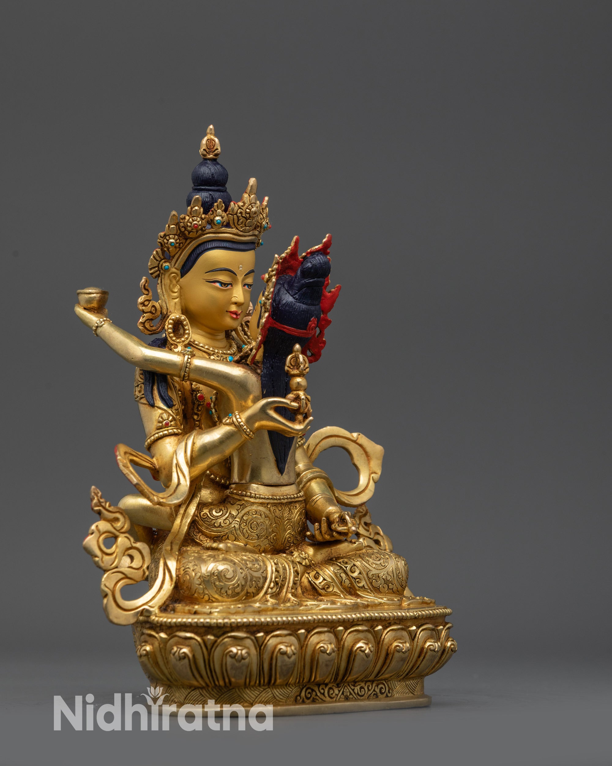 Handmade Dorje Sempa Statue | Gold-Fire Gilded Buddhist Altar Artwork