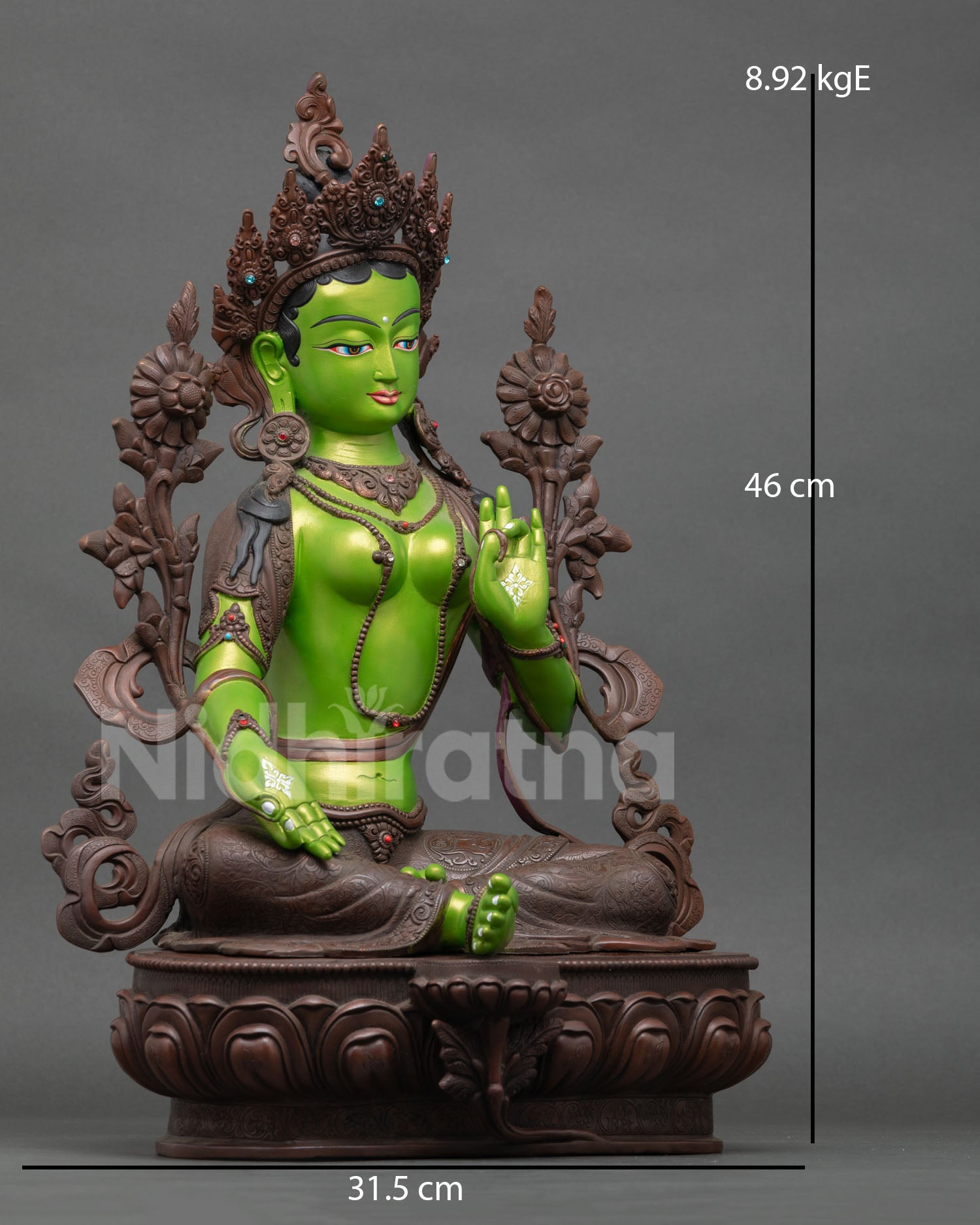 Vibrant Green Tara Statue | Goddess of Compassion Figurine