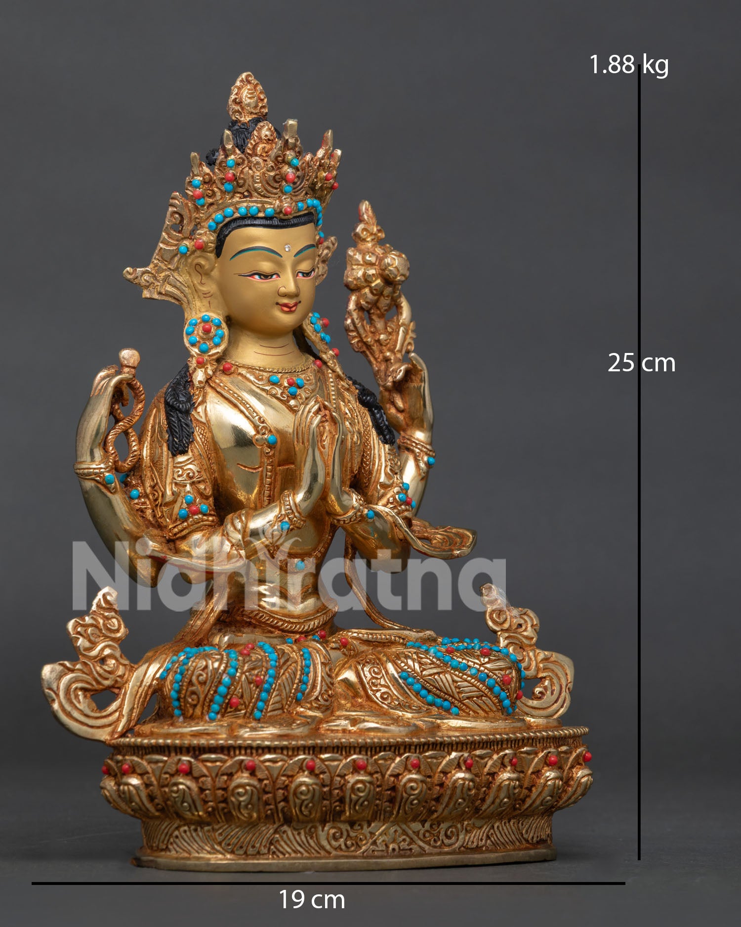 Compassion Deity Chenrezig Statue | Traditional Buddhist Art Nepal