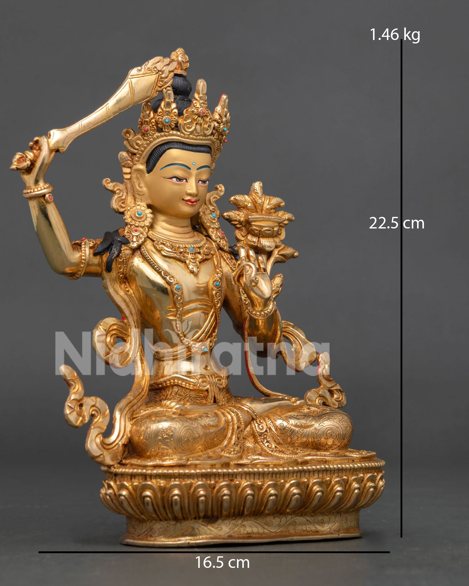 Manjushri Buddha Statue | Authentic Nepalese Copper Sculpture