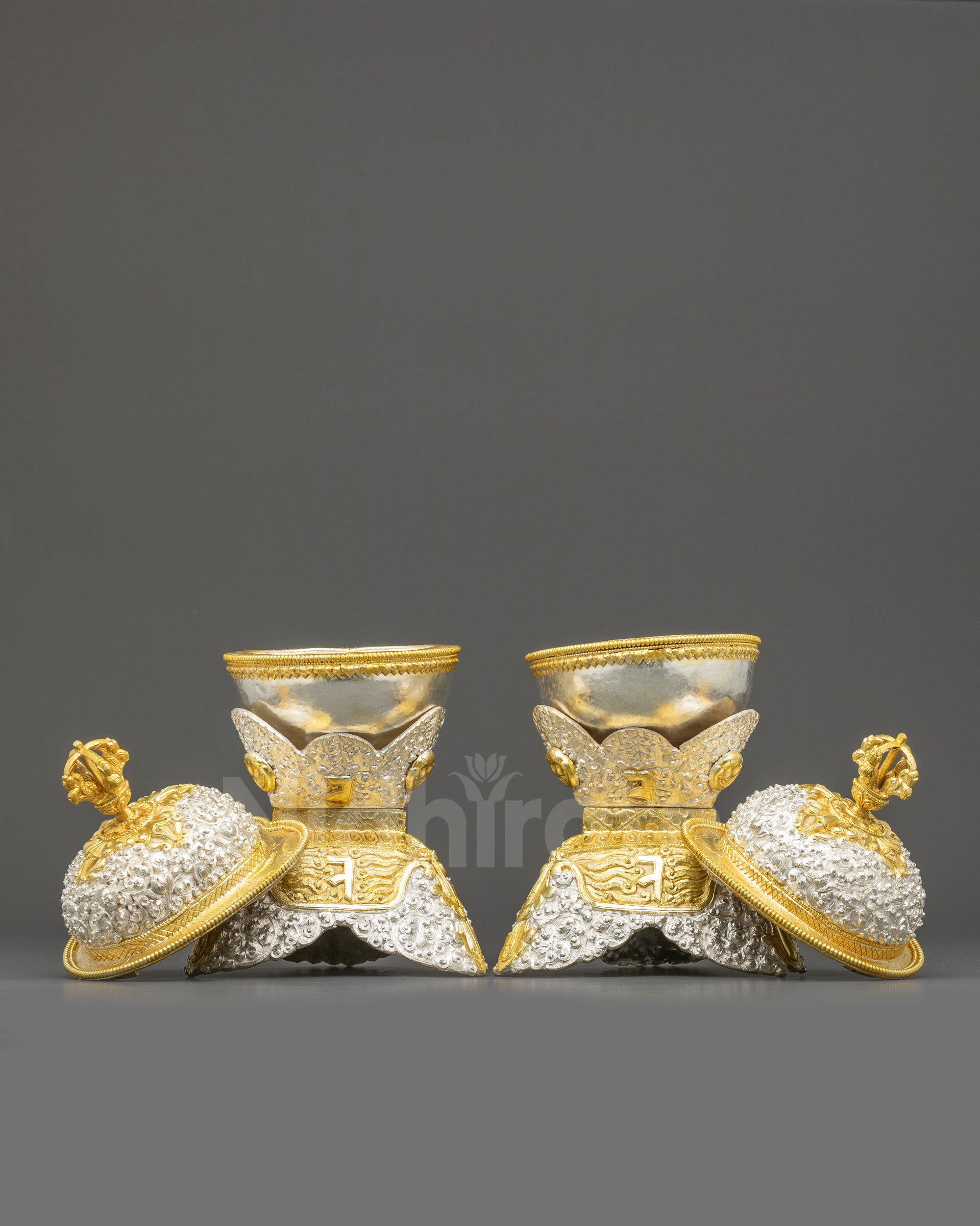 Ritual Kapala Set | Ornate Himalayan Skull Cups for Meditation