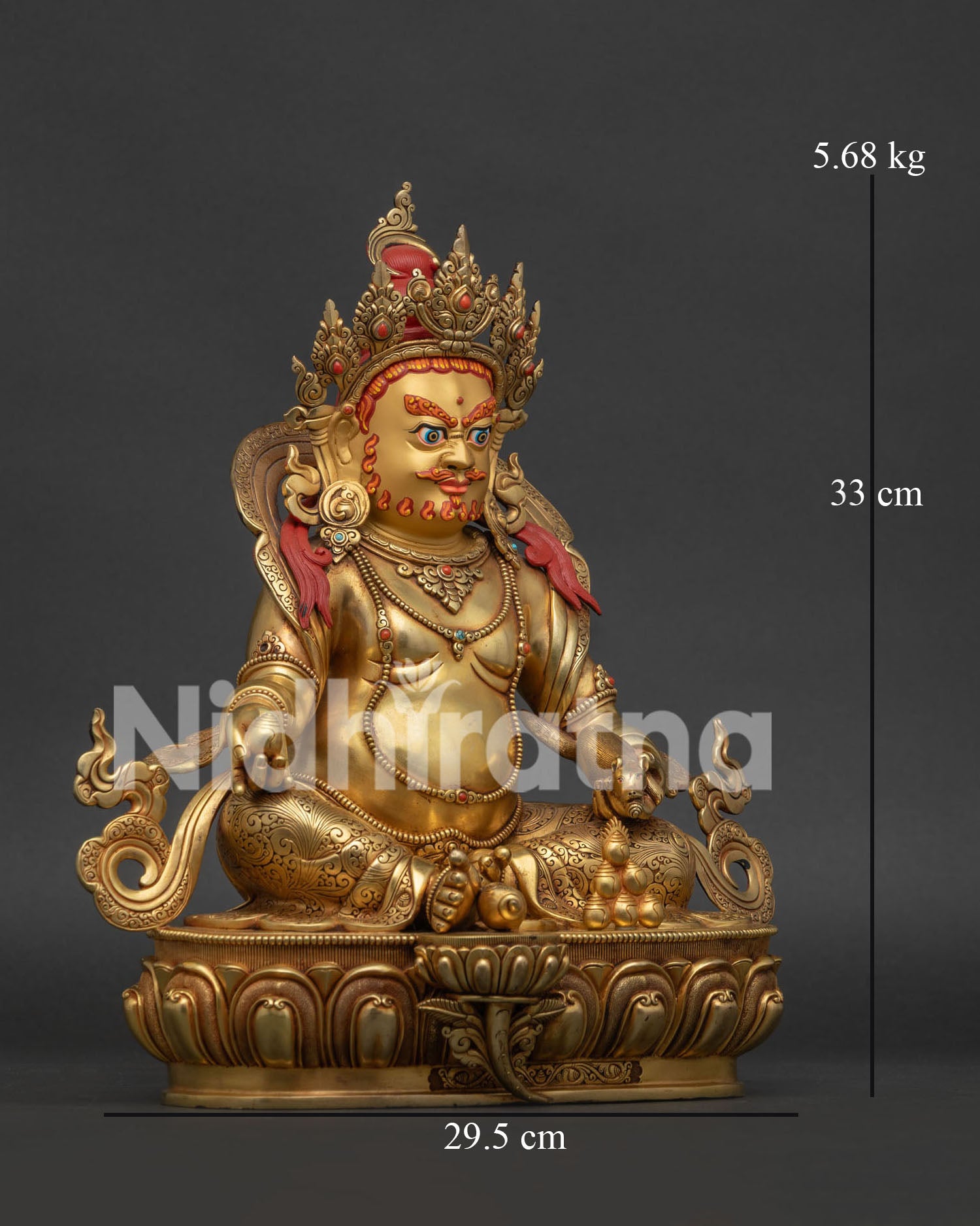 Yellow Dzambhala Statue from Nepal | God of Wealth & Abundance