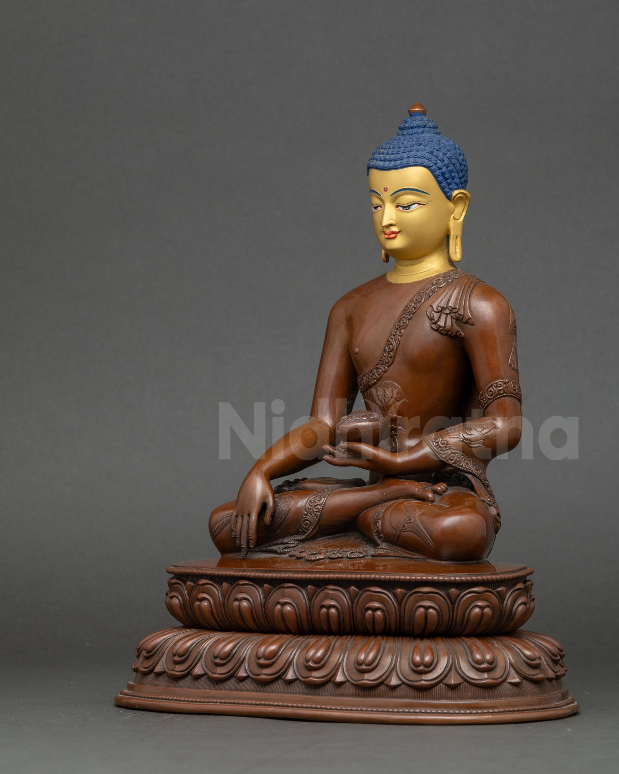 Shakyamuni Buddha Statue | 24K Gold-Faced Nepalese Handcrafted Sculpture