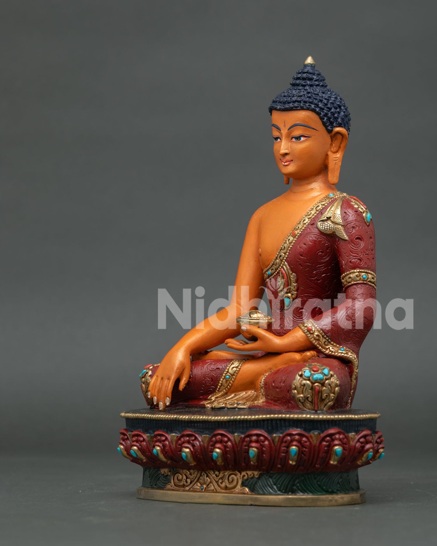 Acrylic-Painted Shakyamuni Buddha Statue | Handcrafted Nepal Art