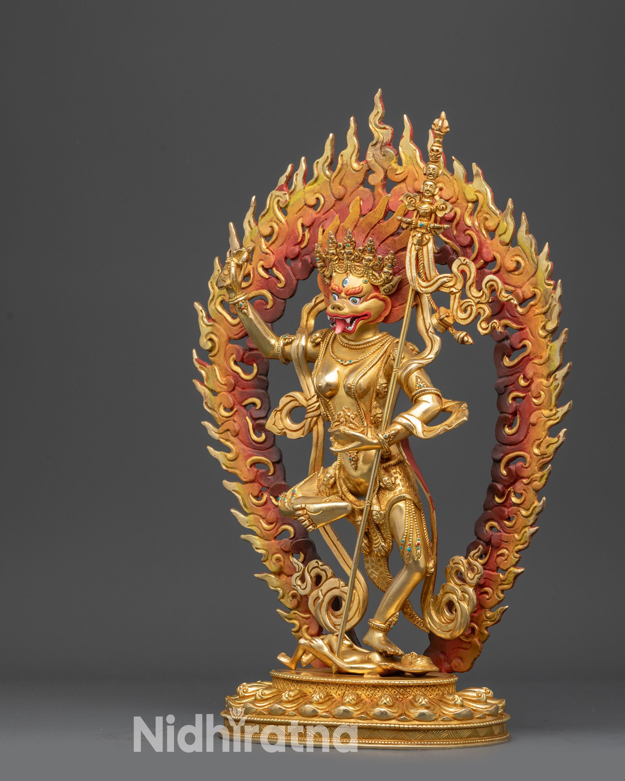 Dakini Simha Mukha Statue | Handcrafted Tibetan Lion-Faced Protector