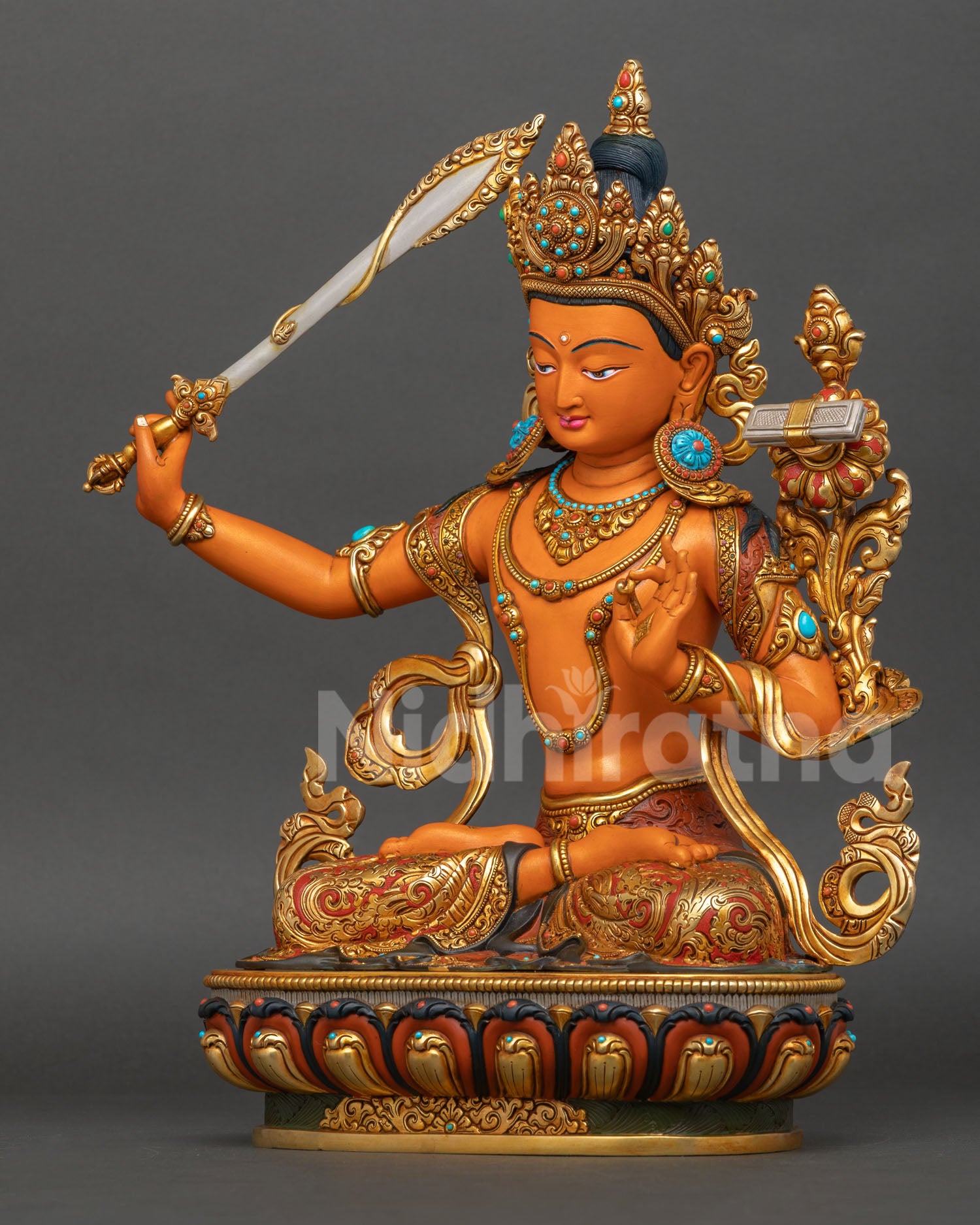 Manjushri Statue | Hand-Painted Buddhist Artwork