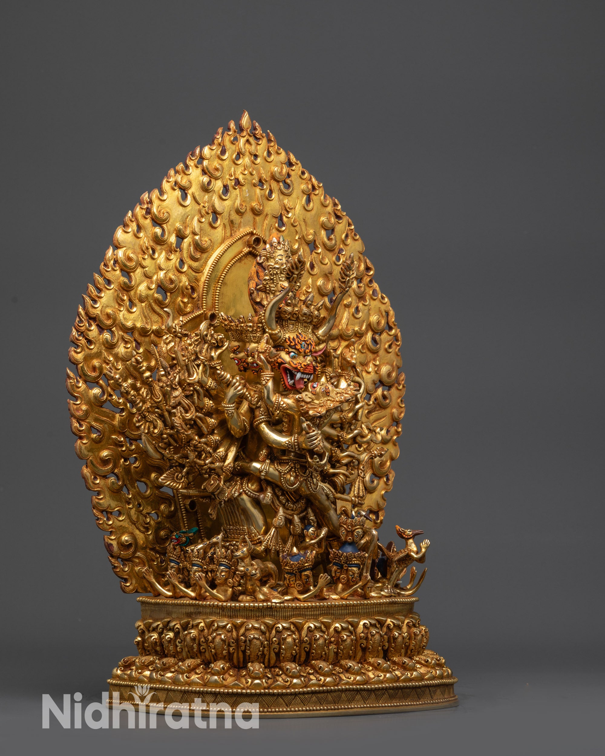 Fierce Wrathful Deity Yamantaka Statue with his Yab-Yum | Buddhist Art