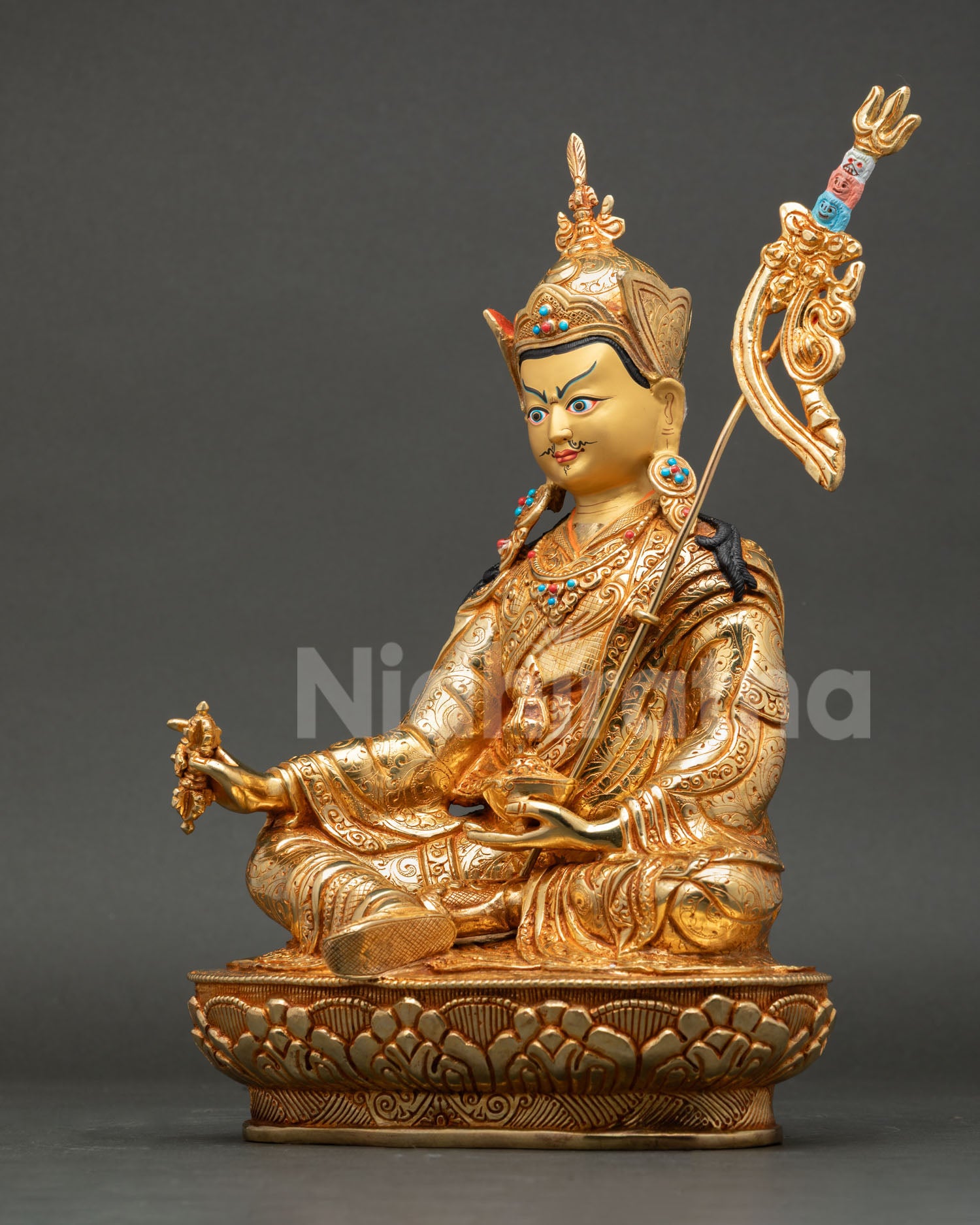 Guru Rinpoche Statue | 24K Gold Gilded Buddhist Art