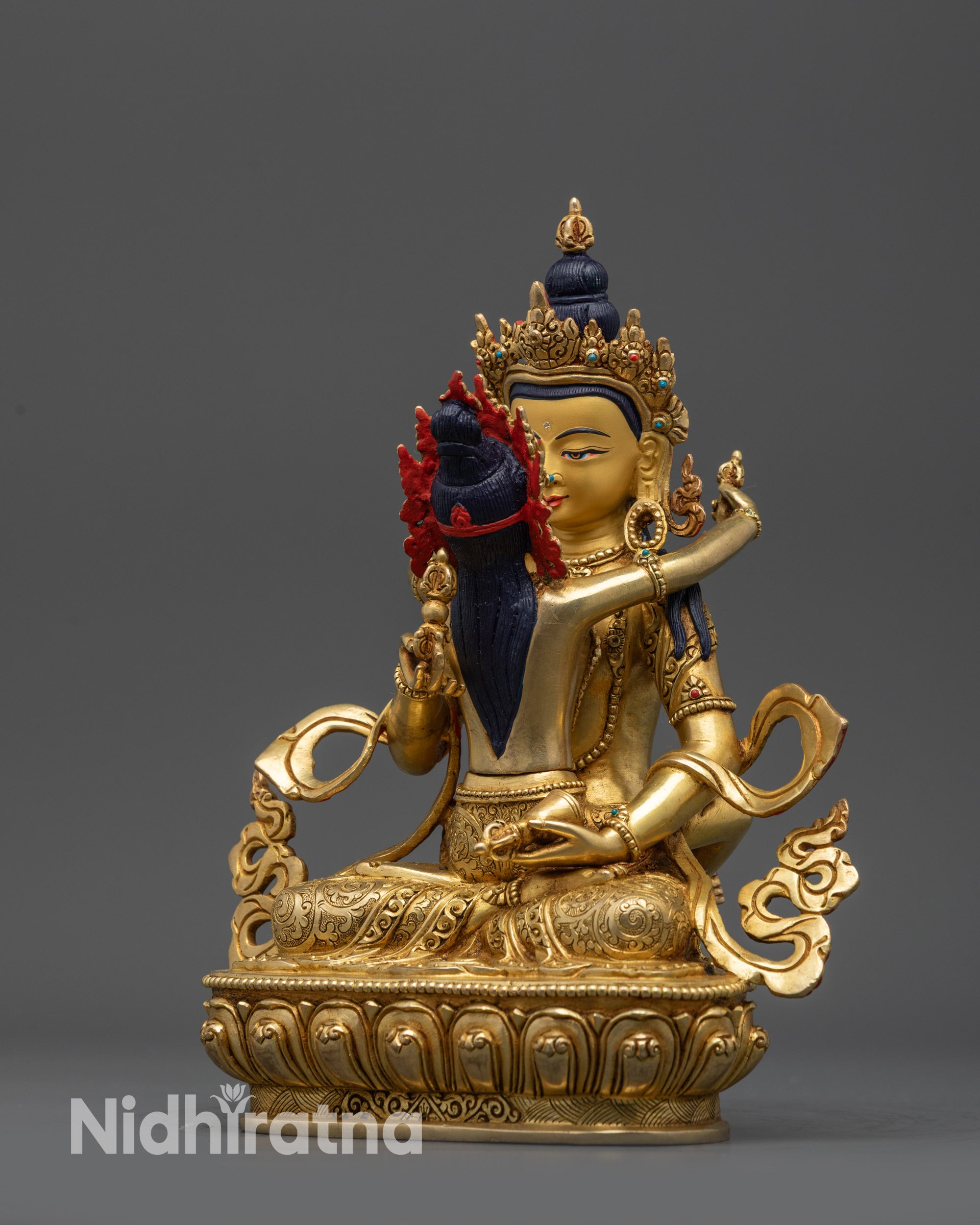 Handmade Dorje Sempa Statue | Gold-Fire Gilded Buddhist Altar Artwork