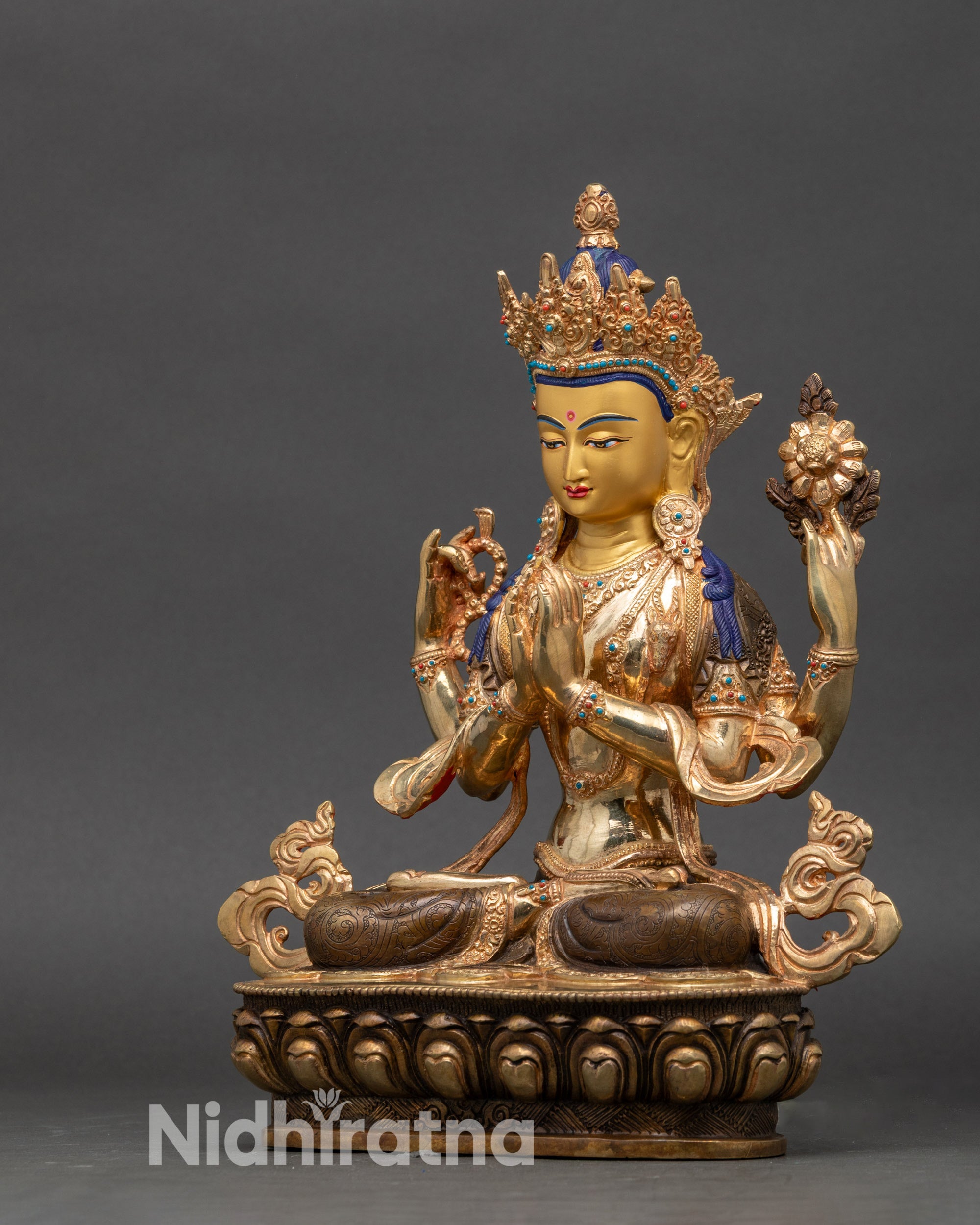 Chenrezig Bodhisattva Sculpture | Traditional Nepalese Artisan Craft